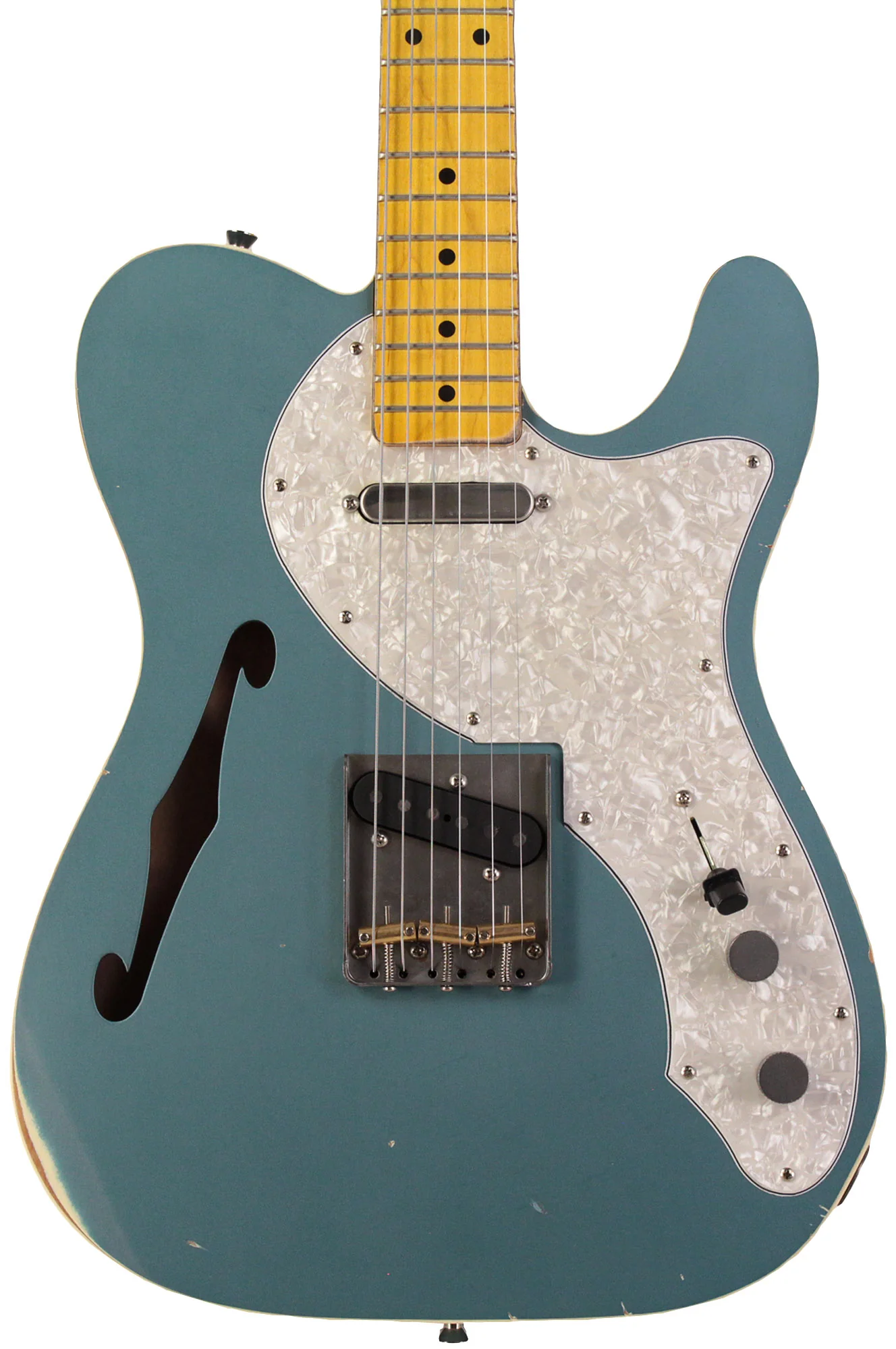 Nash T69TL Thinline Guitar, Double Bound, Ocean Turquoise Metallic, Light Aging - Image 7