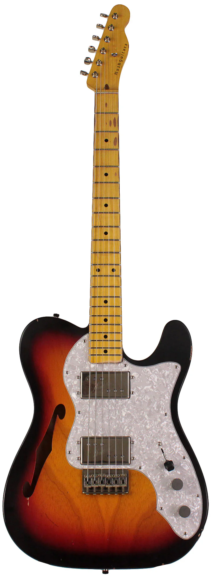Nash T72TL Thinline Guitar, 3 Tone Sunburst, Light Aging