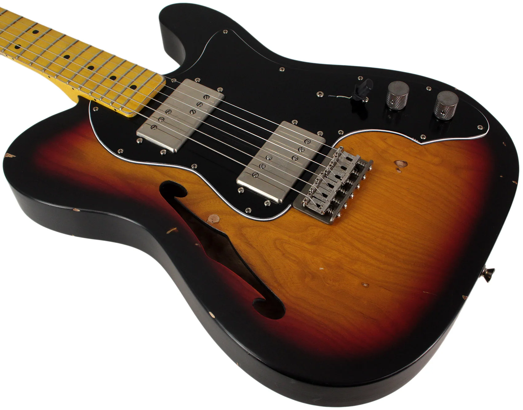 Nash T72TL Thinline Guitar, 3 Tone Sunburst, Light Aging - Image 4