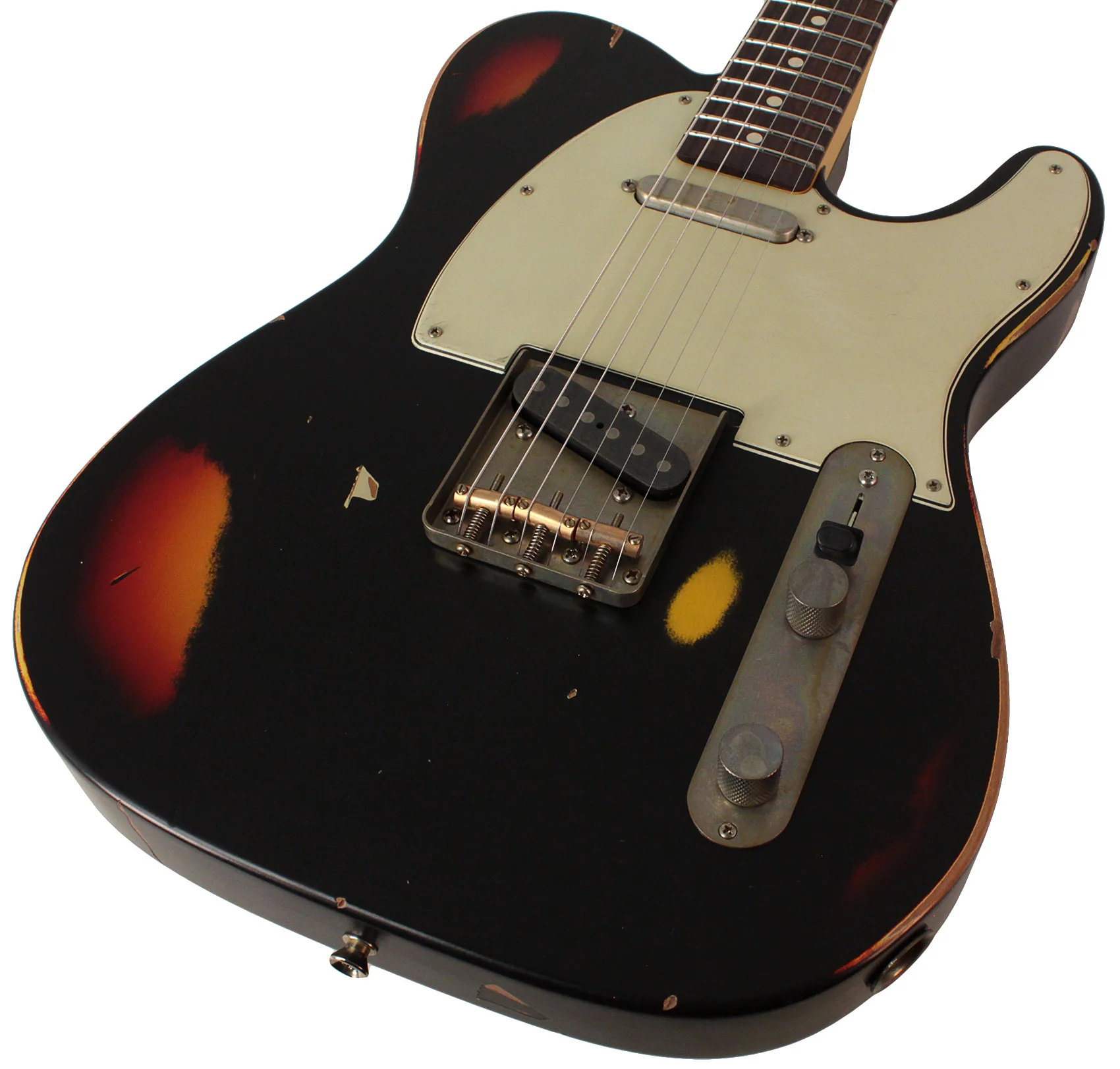 Nash T63 Guitar, Black over 3 Tone Sunburst, Heavy Aging - Image 3