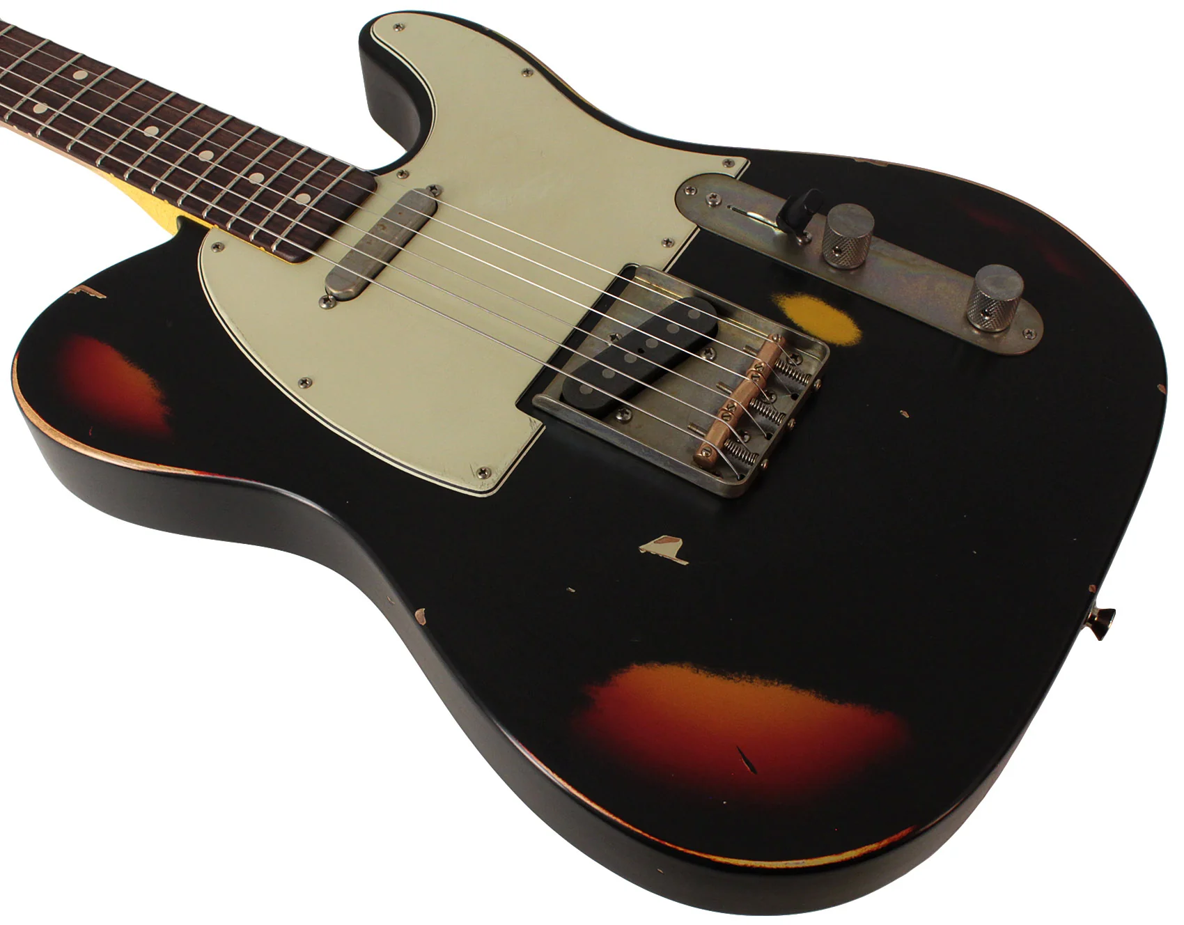 Nash T63 Guitar, Black over 3 Tone Sunburst, Heavy Aging - Image 4