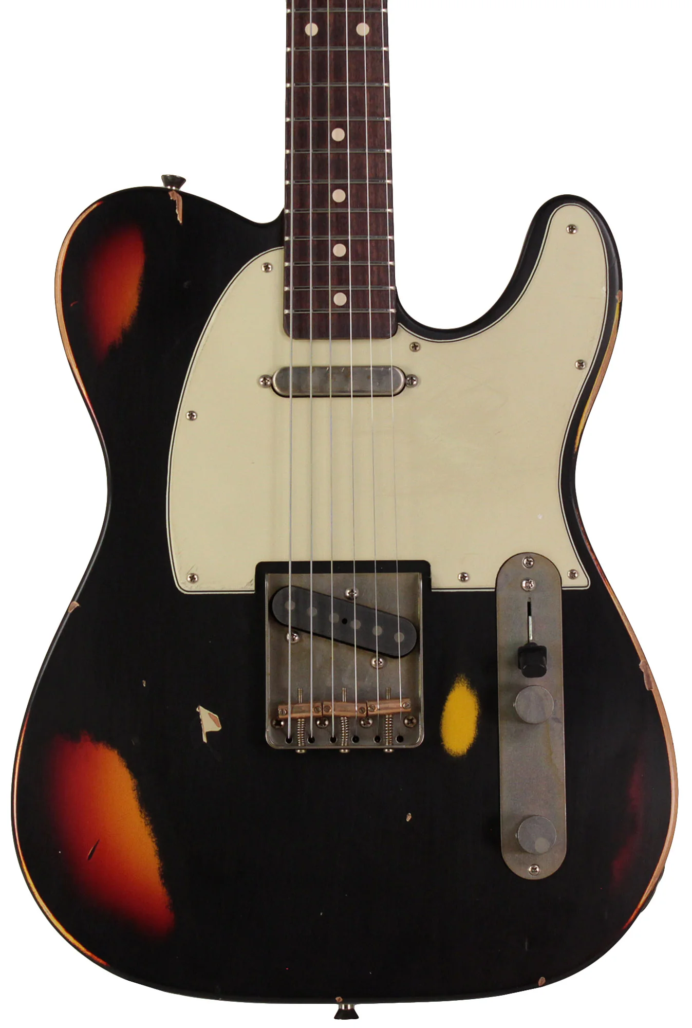 Nash T63 Guitar, Black over 3 Tone Sunburst, Heavy Aging - Image 5