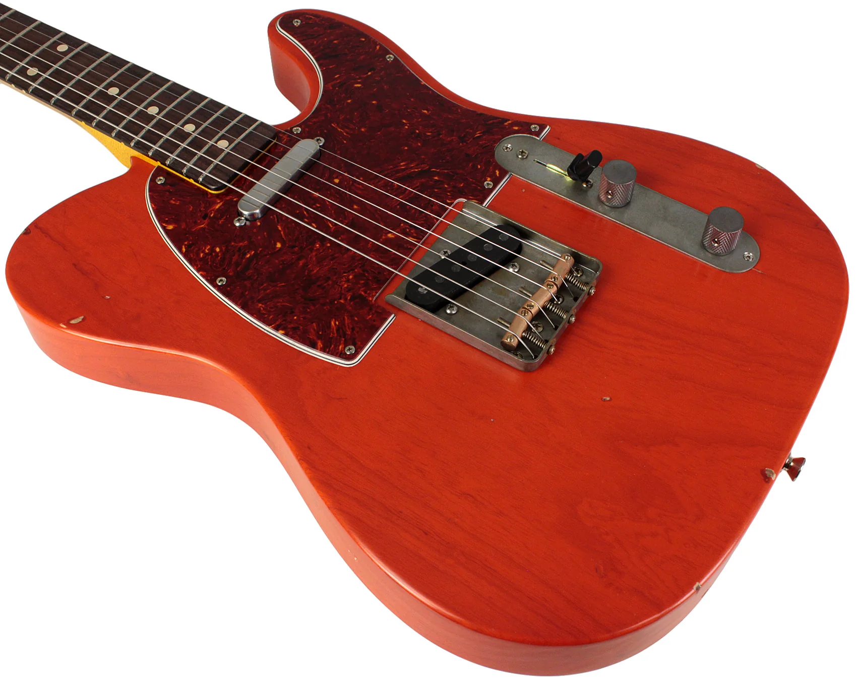 Nash T63 Guitar, Gretsch Orange, Tortoise Shell, Light Aging - Image 4