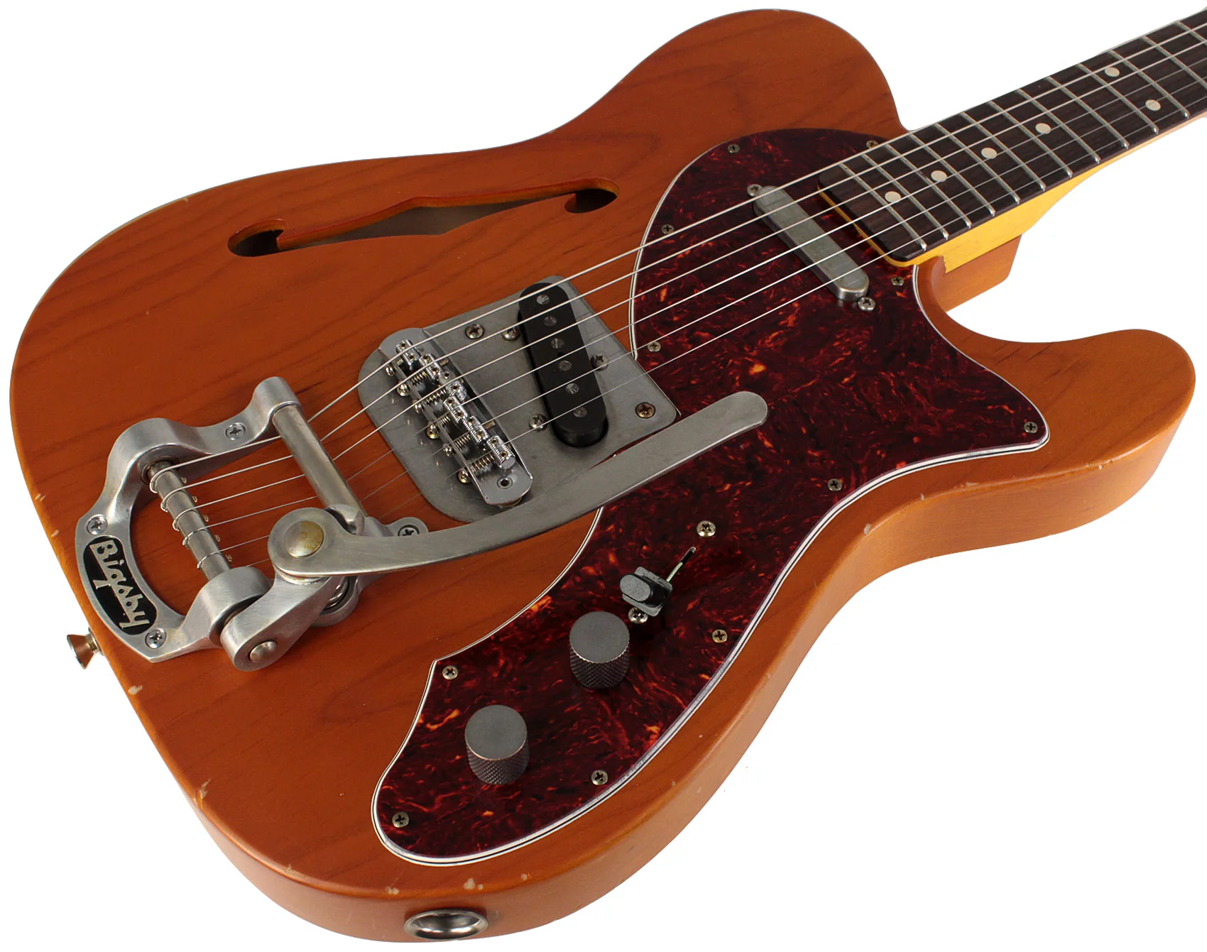 Nash T69TL Thinline Guitar, Amber, Bigsby - Image 2