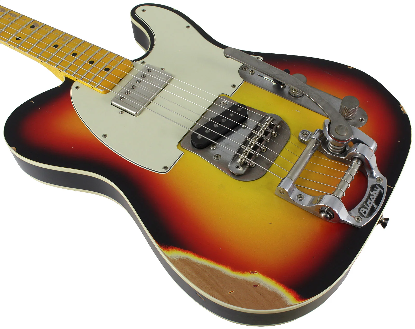 Nash T63DB Guitar, 3 Tone Sunburst, Bigsby, Neck Humbucker - Image 4