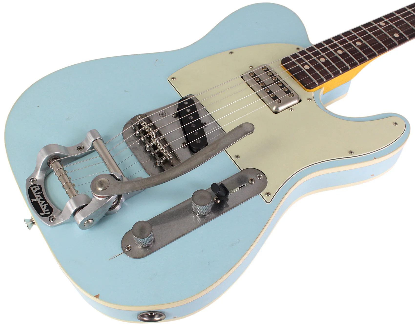 Nash T63DB Guitar, Double Bound, Bigsby, Lollartron, Sonic Blue, Light Aging - Image 2