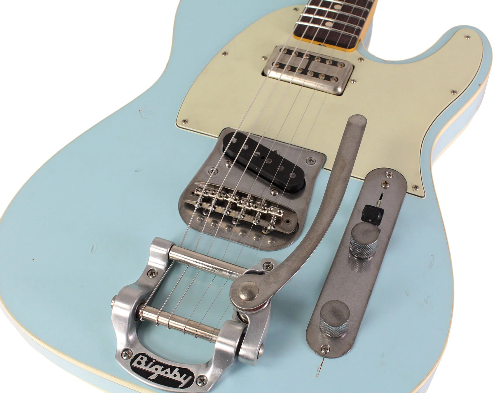 Nash T63DB Guitar, Double Bound, Bigsby, Lollartron, Sonic Blue, Light Aging - Image 3