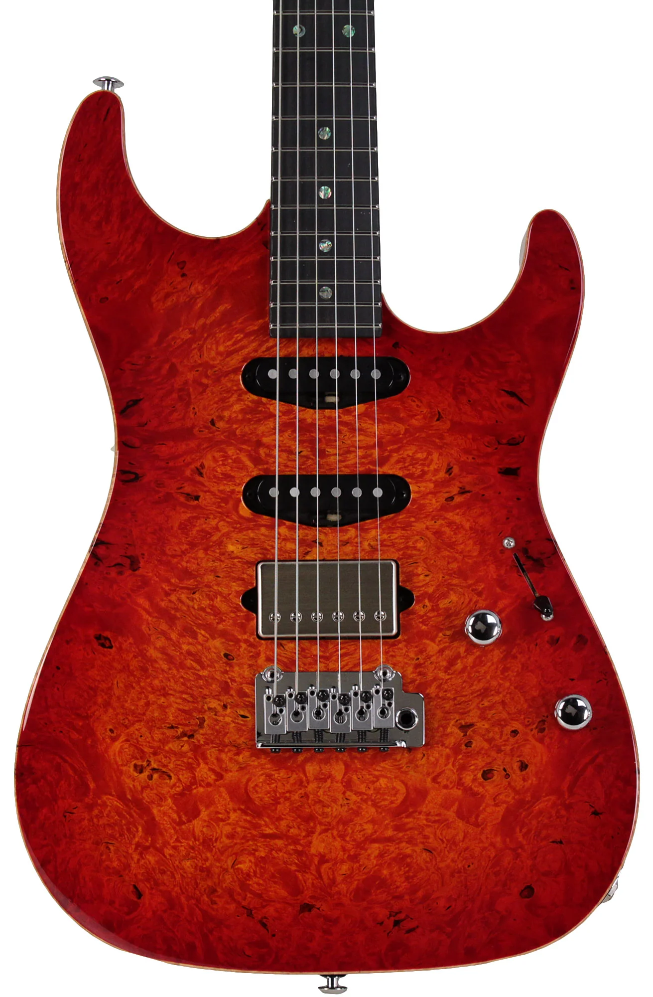 Suhr Select Standard Mahogany Guitar, Burl Fireburst - Image 7