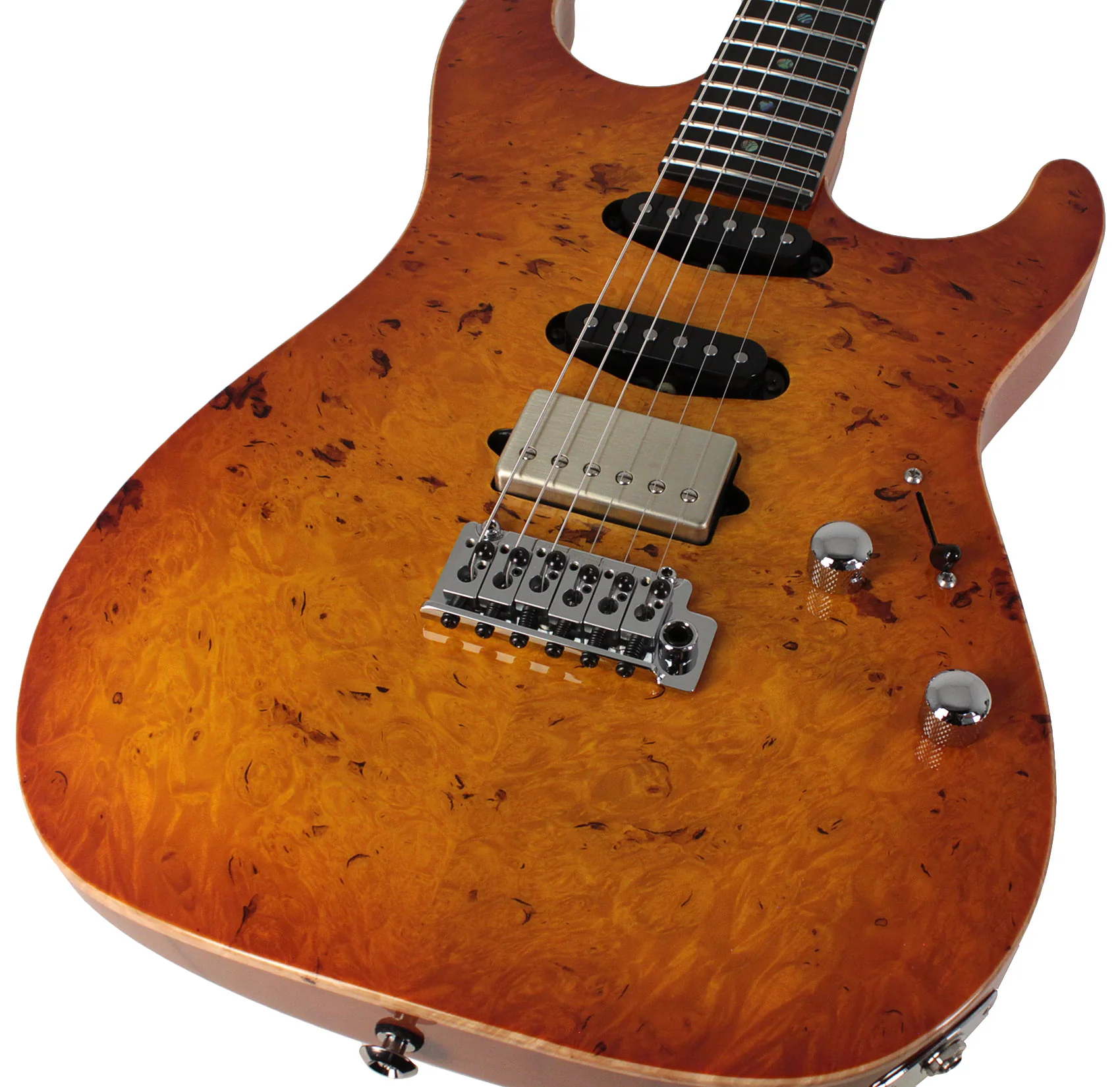 Suhr Select Standard Mahogany Guitar, Burl Suhr Burst - Image 3