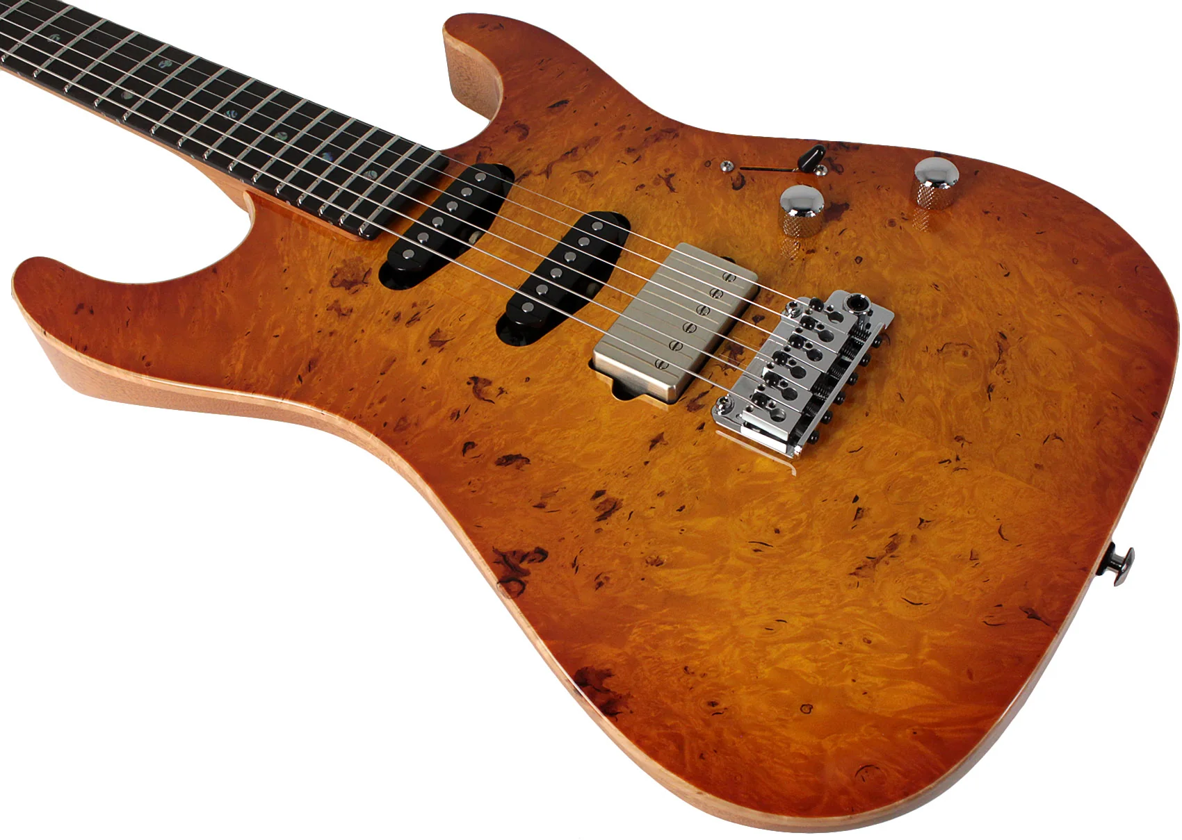 Suhr Select Standard Mahogany Guitar, Burl Suhr Burst - Image 4