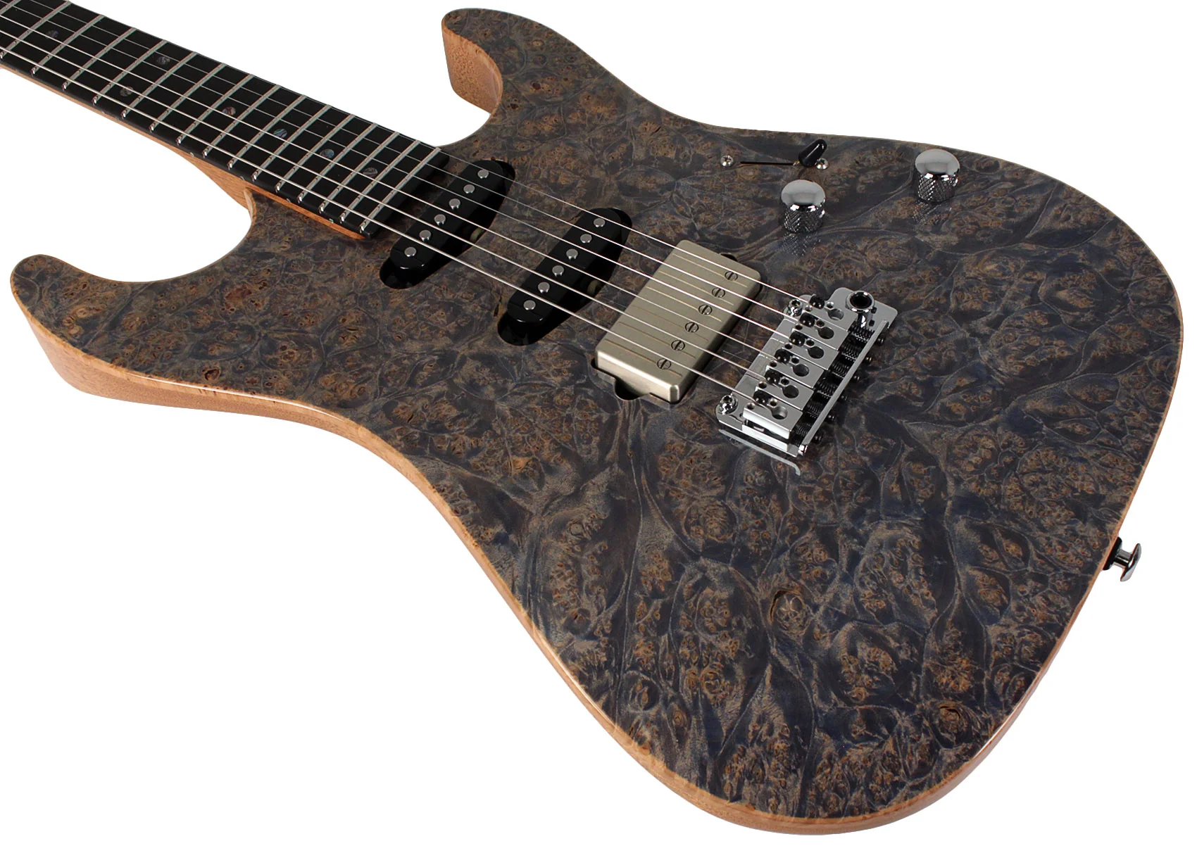 Suhr Select Standard Mahogany Guitar, Burl Trans Blue Denim Slate - Image 4