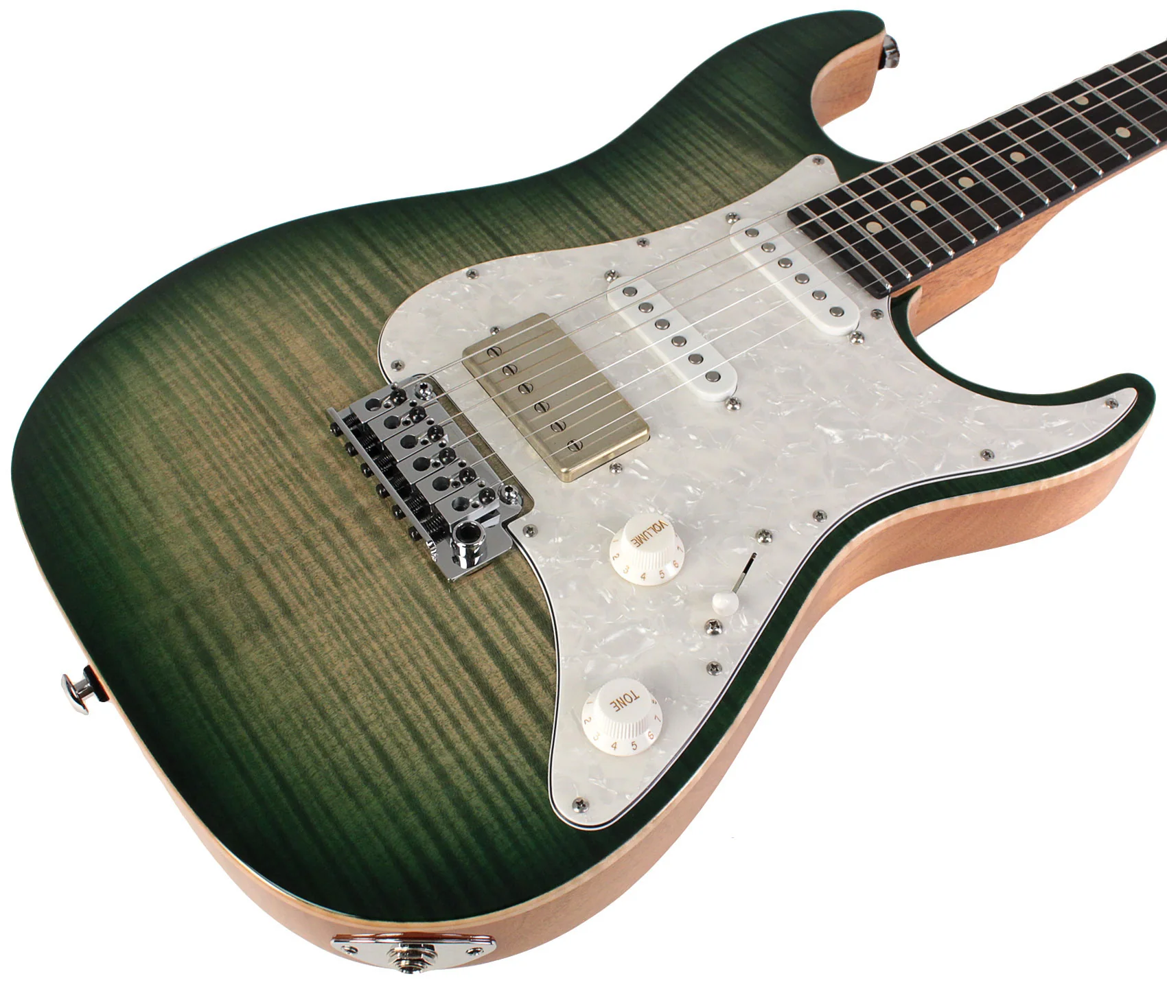 Suhr Select Standard Plus Mahogany Guitar, Faded Trans Green Burst - Image 2