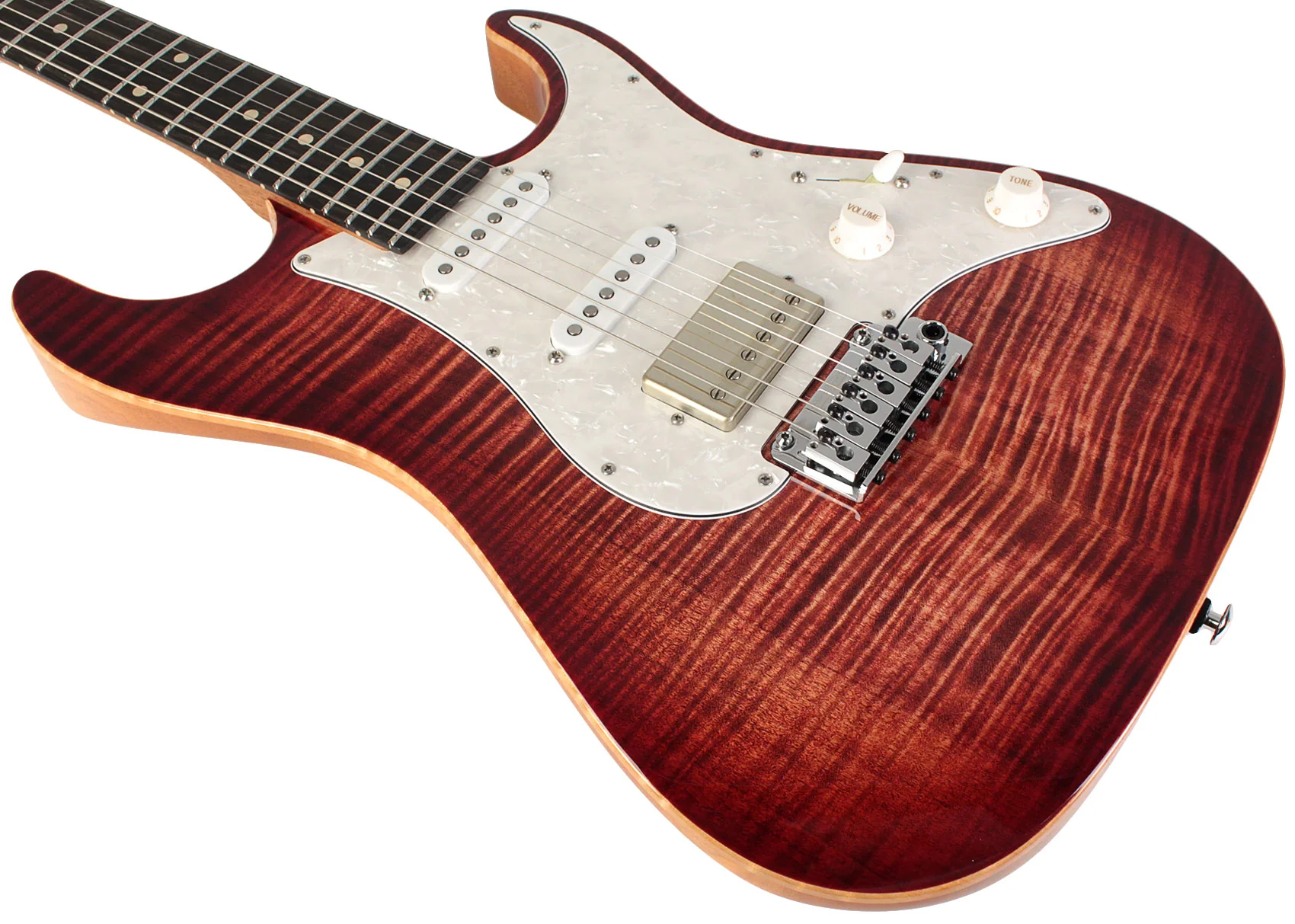 Suhr Select Standard Plus Mahogany Guitar, Trans Wine Red Burst - Image 4