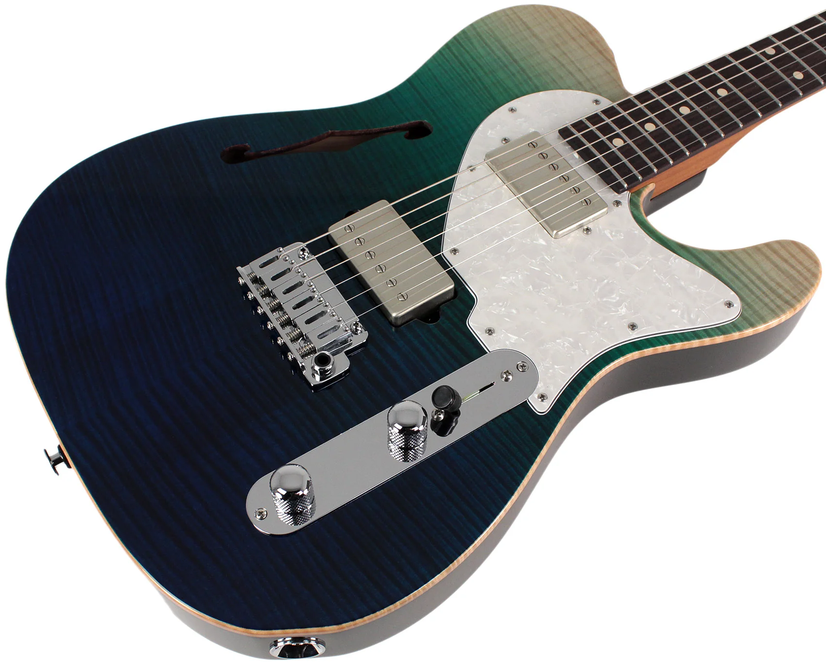 Suhr Alt T Select Guitar, Rosewood, Aqua Blue Gradient - Image 2