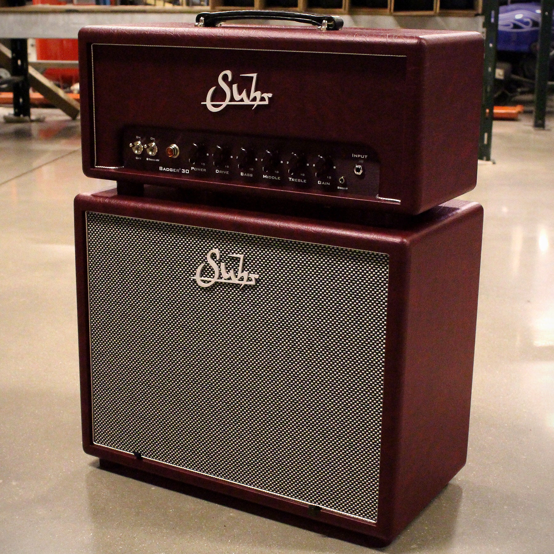 Suhr Badger 30 LE Head w/ 1x12 Cab - Wine Taurus - Image 7