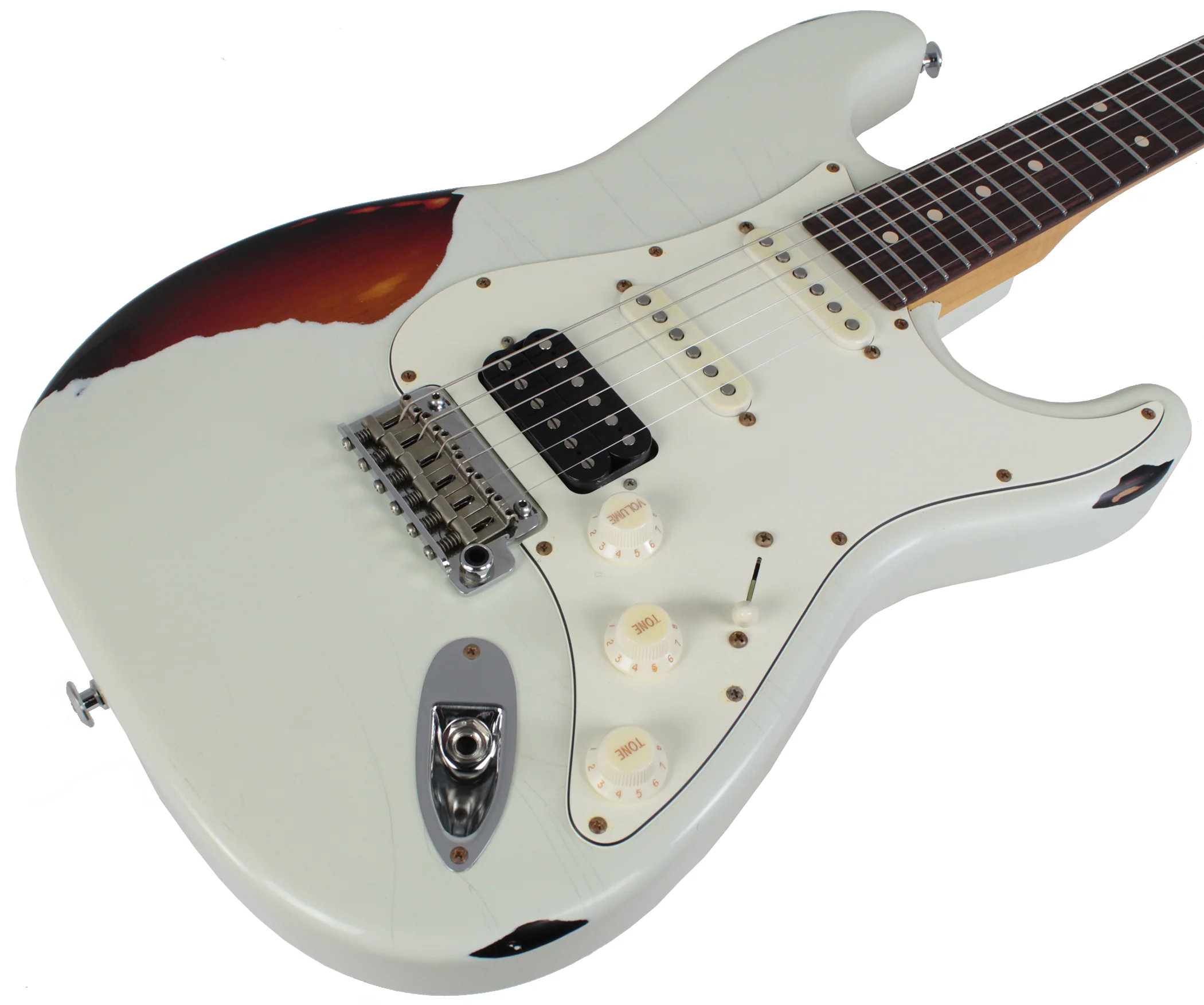 Suhr Classic Antique Pro HSS Limited - Olympic White over 3-Tone Sunburst - Image 5