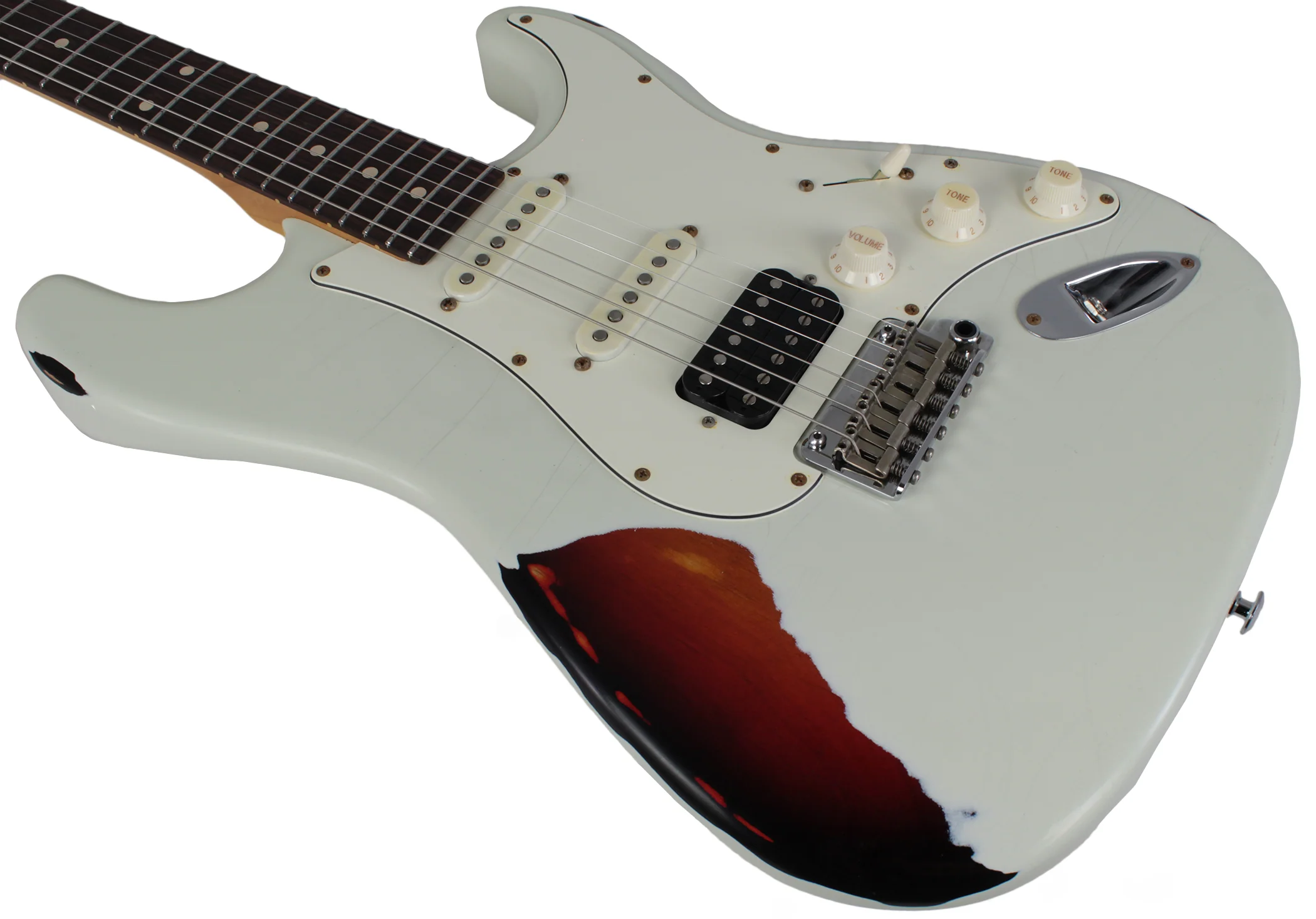 Suhr Classic Antique Pro HSS Limited - Olympic White over 3-Tone Sunburst - Image 7
