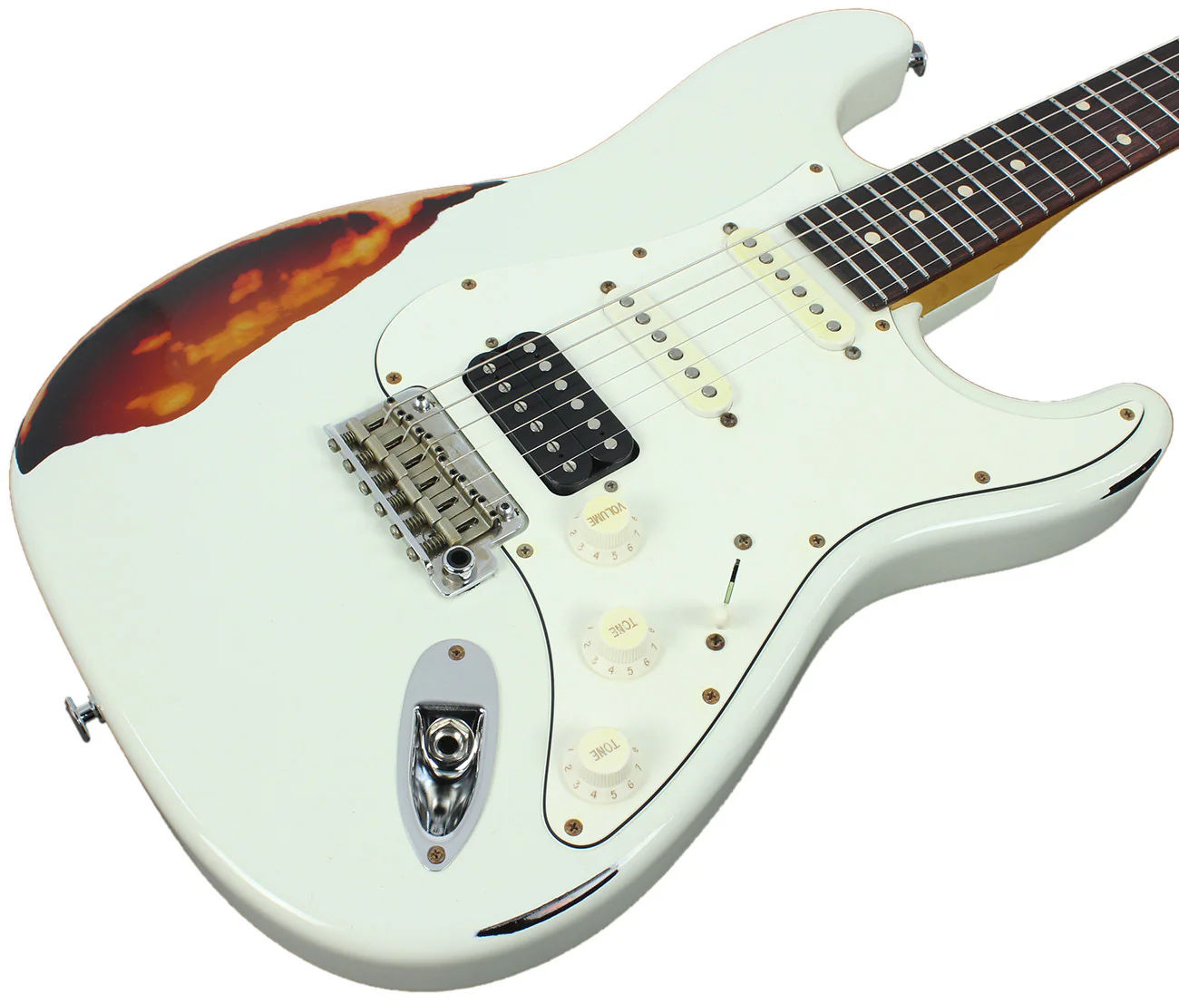 Suhr Classic Antique Pro HSS Limited - Olympic White over 3-Tone Sunburst - Image 5