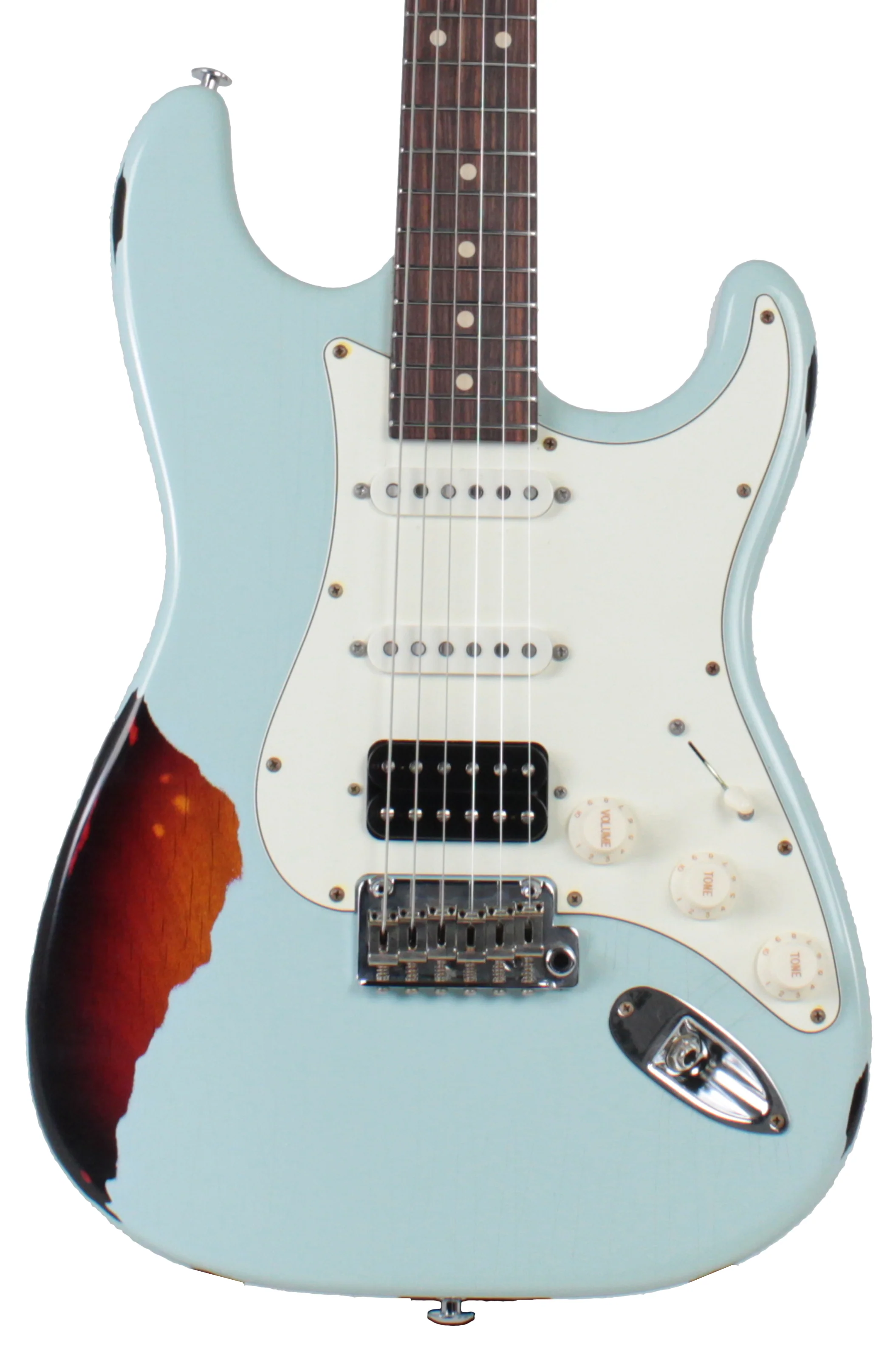 Suhr Classic Antique Pro HSS Limited - Sonic Blue over 3-Tone Sunburst - Image 3
