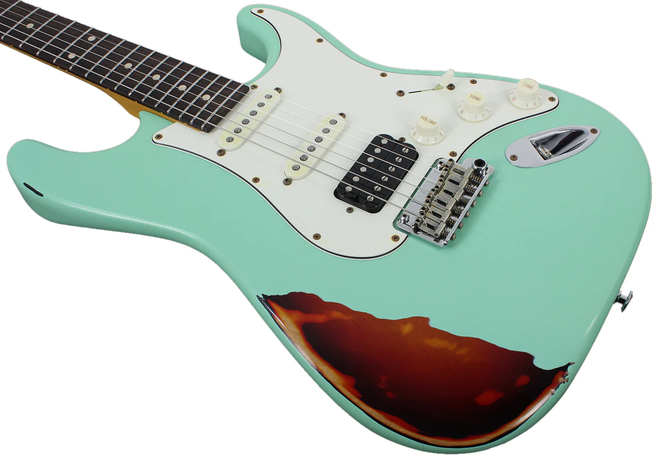 Suhr Classic Antique Pro HSS Limited - Surf Green over 3-Tone Sunburst - Image 6
