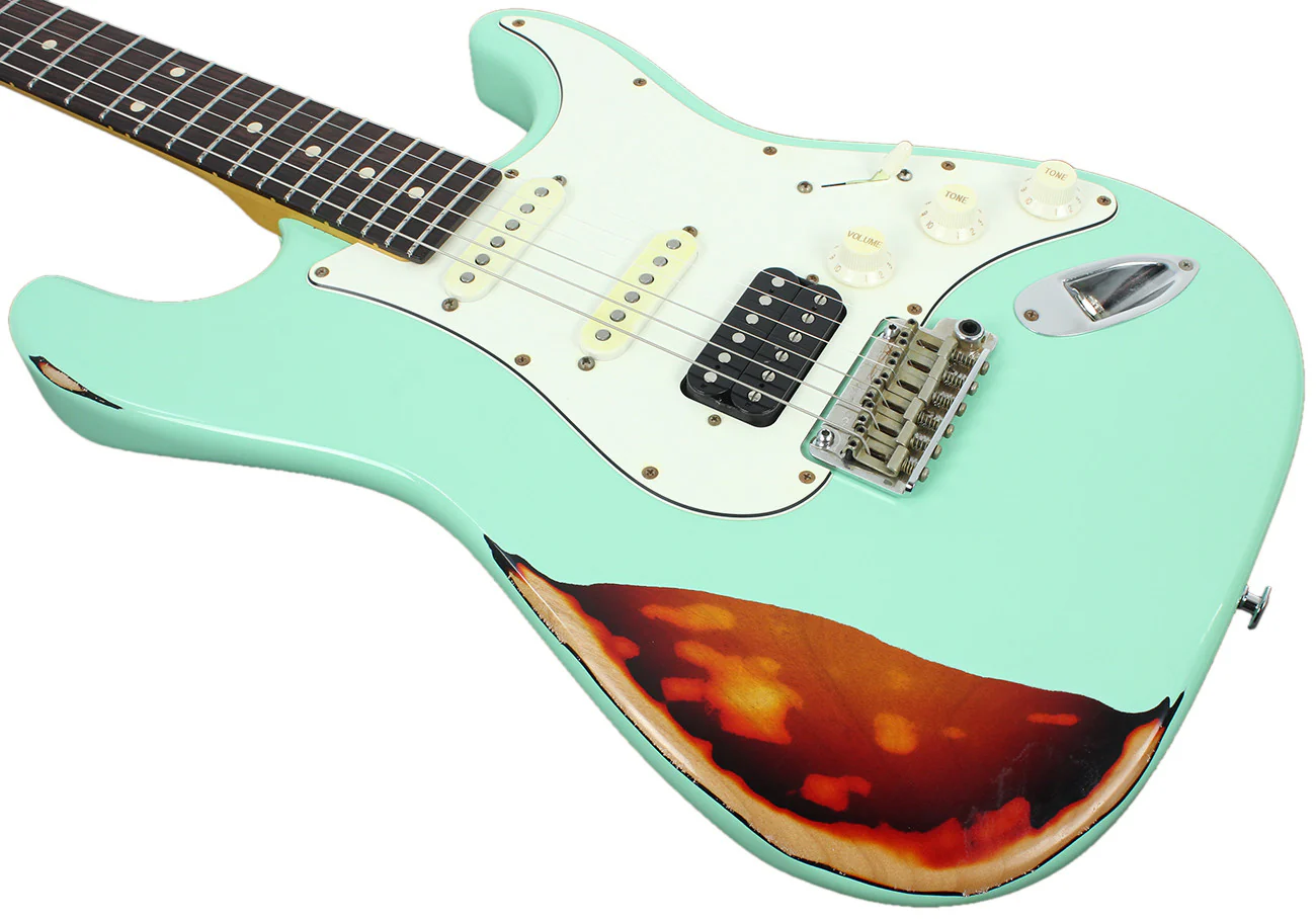 Suhr Classic Antique Pro HSS Limited, Surf Green over 3-Tone Sunburst - Image 6