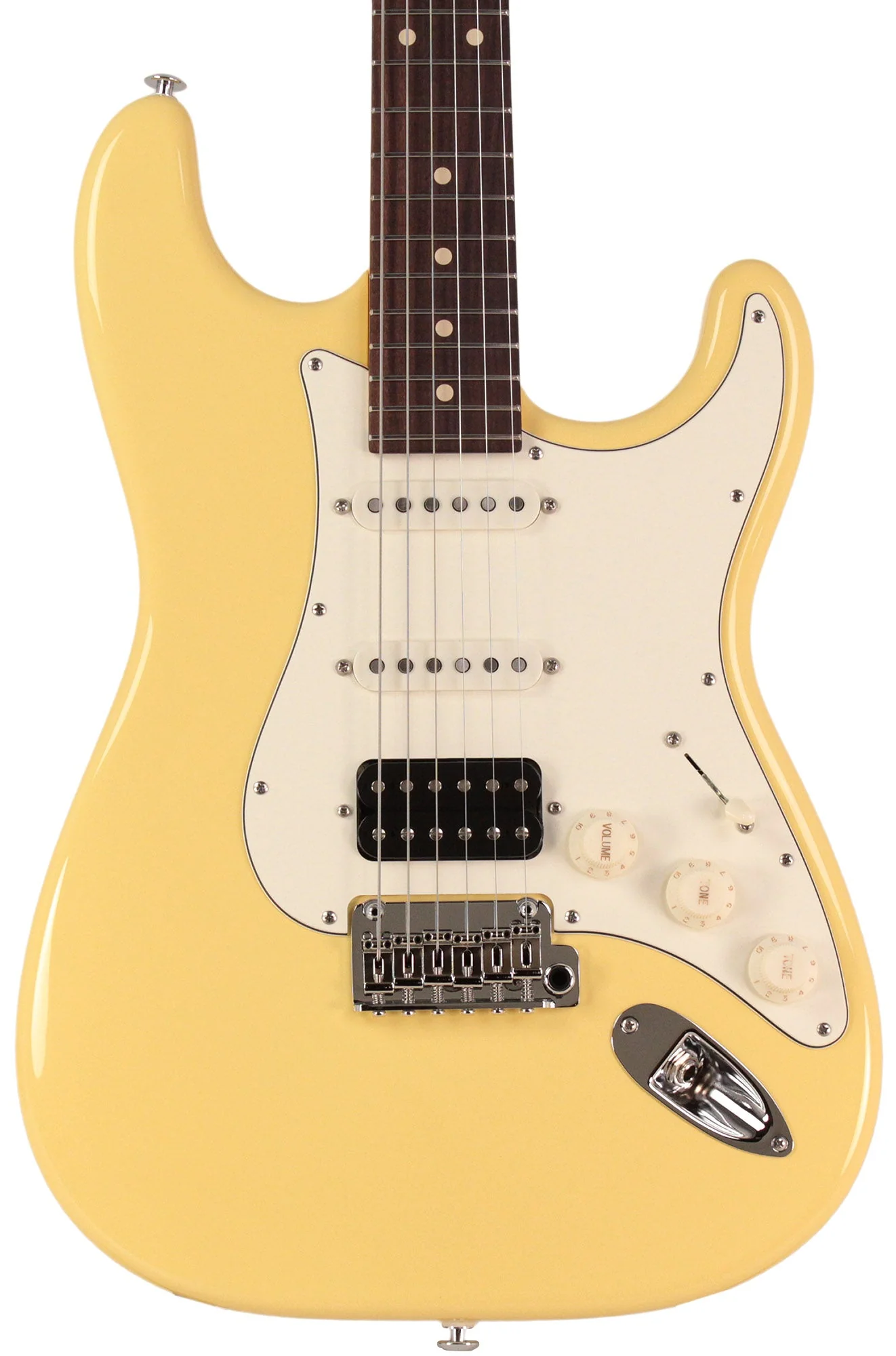 Suhr Classic S HSS Guitar, Vintage Yellow, Rosewood - Image 5