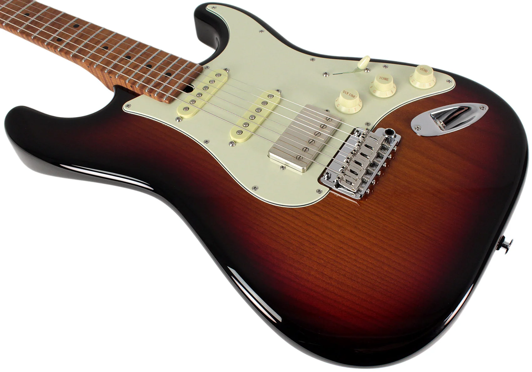 Suhr Select Classic S HSS Roasted Flamed Guitar, 3-Tone Burst, Maple - Image 4