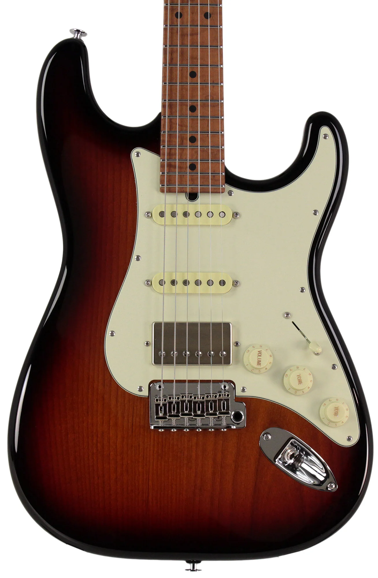 Suhr Select Classic S HSS Roasted Flamed Guitar, 3-Tone Burst, Maple - Image 8