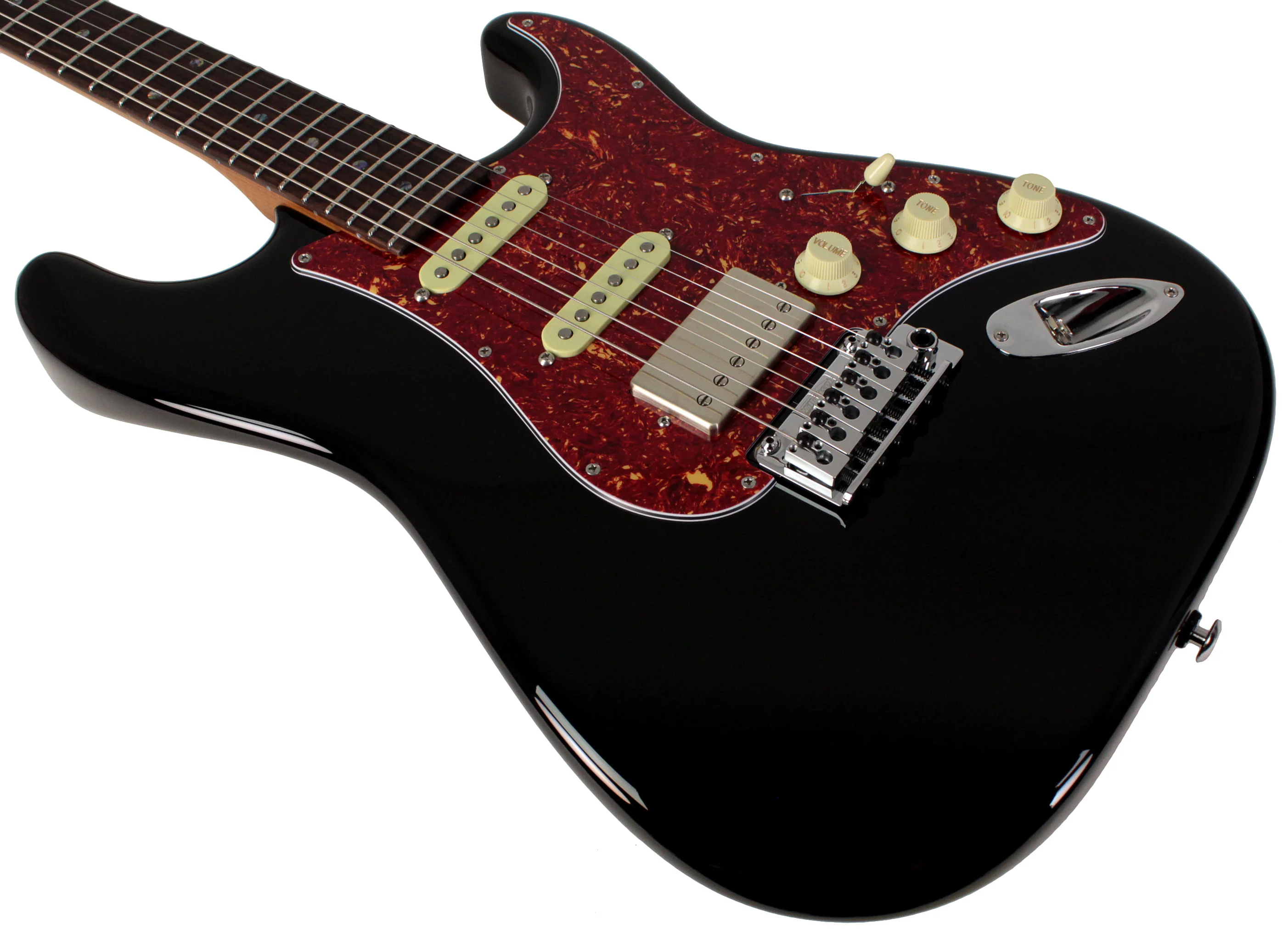 Suhr Select Classic S HSS Guitar, Roasted Neck, Black, Tortoise Shell - Image 4