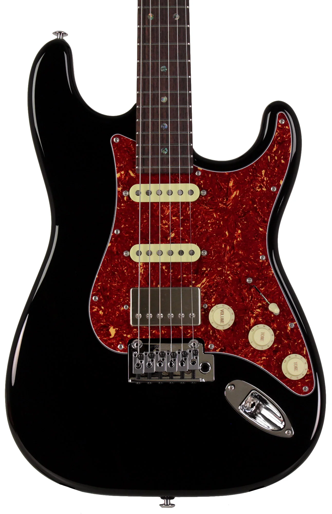 Suhr Select Classic S HSS Guitar, Roasted Neck, Black, Tortoise Shell - Image 6
