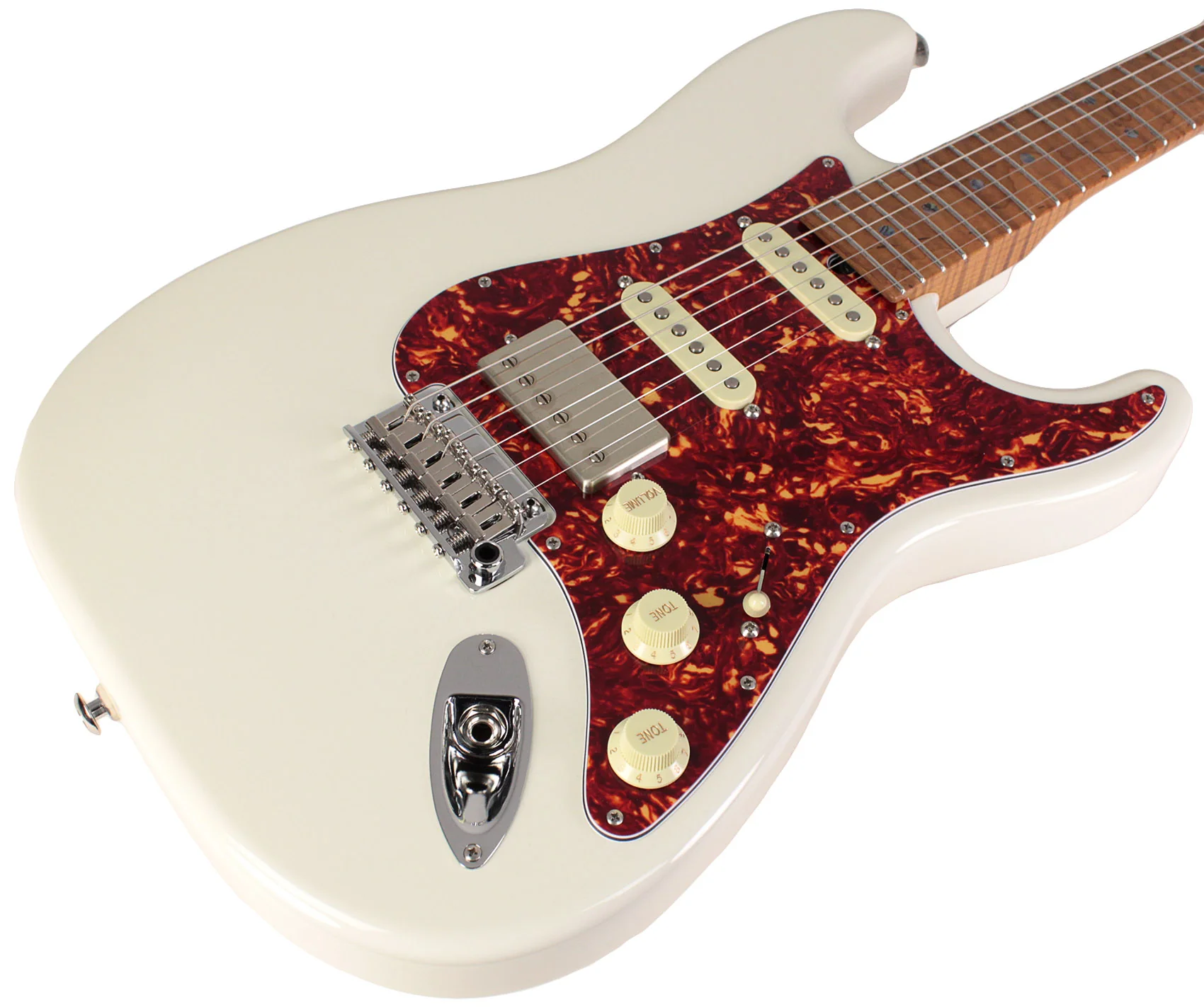 Suhr Select Classic S HSS Guitar, Roasted Flamed Neck, Olympic White, Maple - Image 2