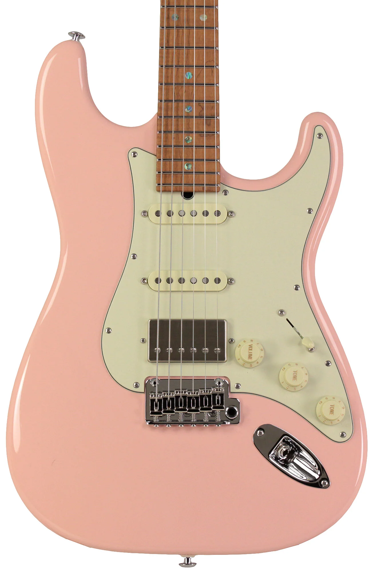 Suhr Select Classic S HSS Guitar, Roasted Flamed Neck, Shell Pink, Maple - Image 6