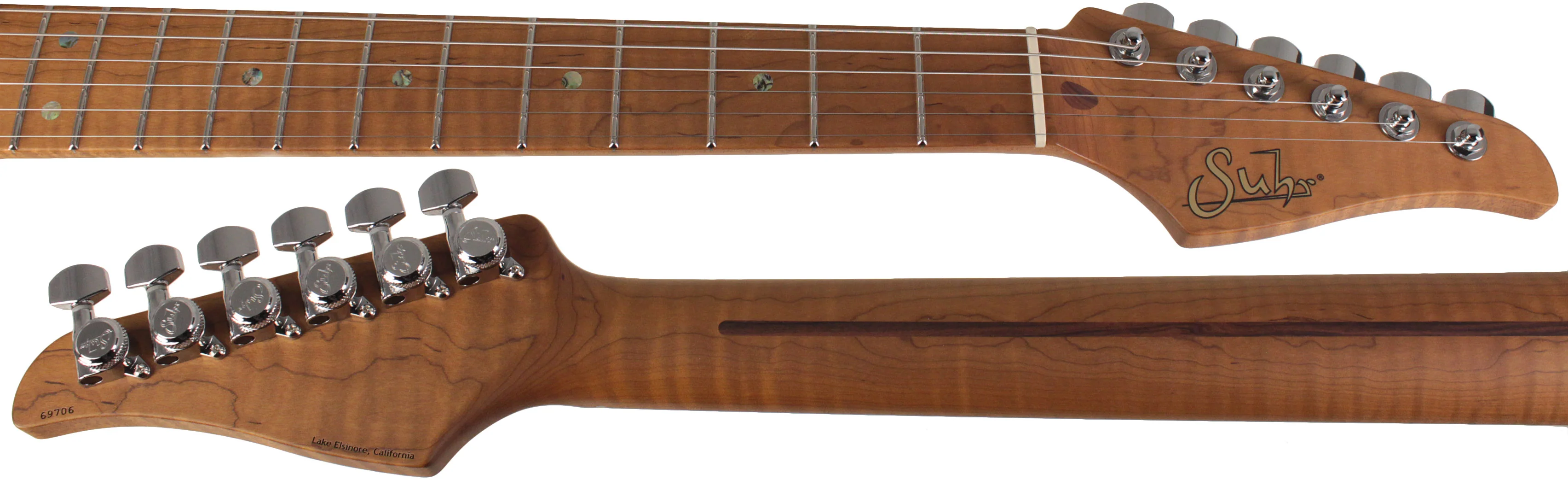Suhr Select Classic S HSS Guitar, Roasted Flamed Neck, Shell Pink, Maple - Image 8