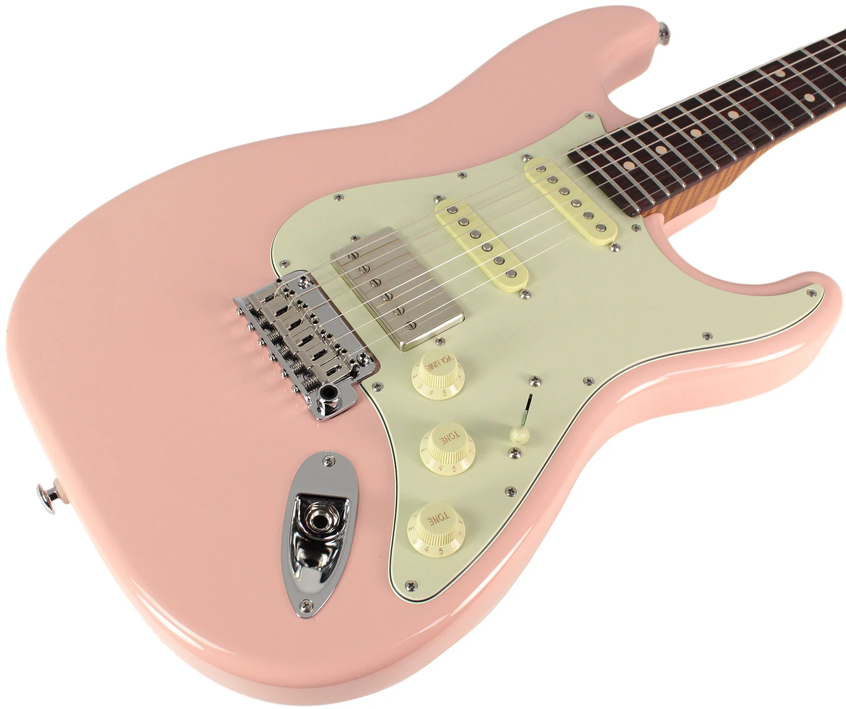 Suhr Select Classic S HSS Roasted Flamed Guitar, Shell Pink, Rosewood - Image 2