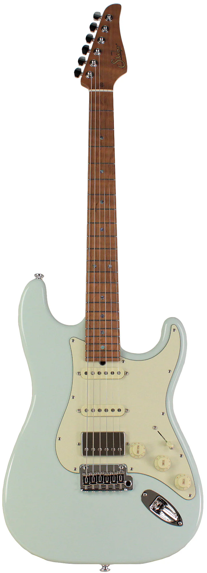 Suhr Select Classic S HSS Guitar, Roasted Flamed Neck, Sonic Blue, Maple