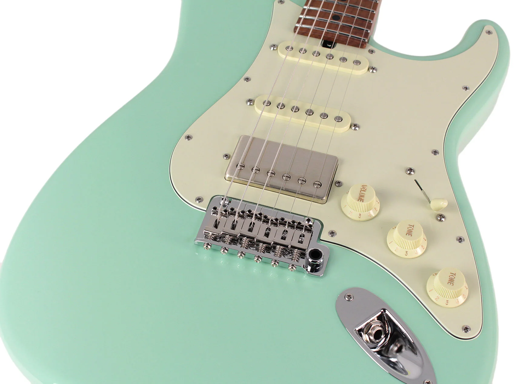 Suhr Select Classic S HSS Guitar, Roasted Flamed Neck, Surf Green, Maple - Image 3