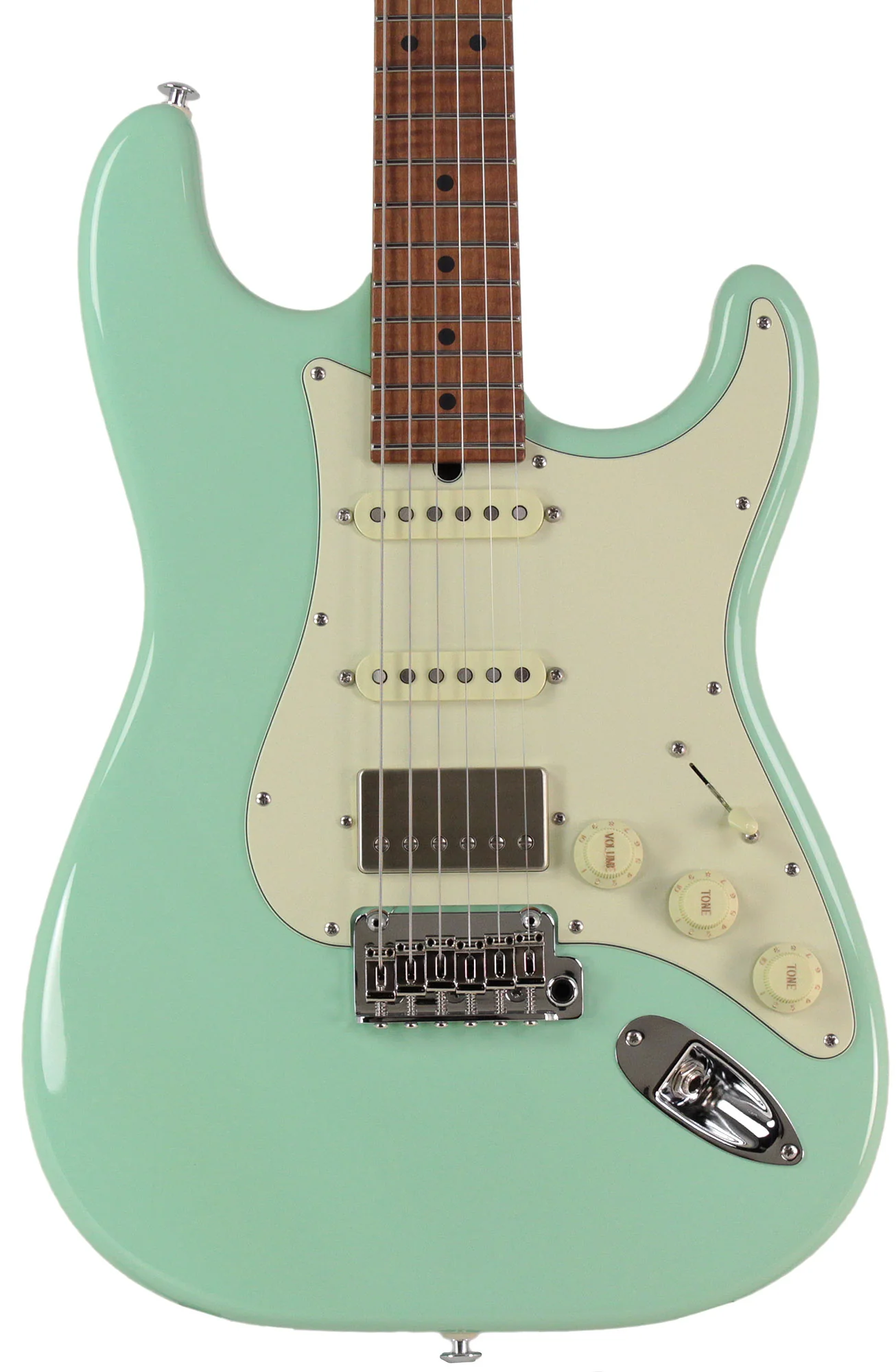 Suhr Select Classic S HSS Guitar, Roasted Flamed Neck, Surf Green, Maple - Image 6