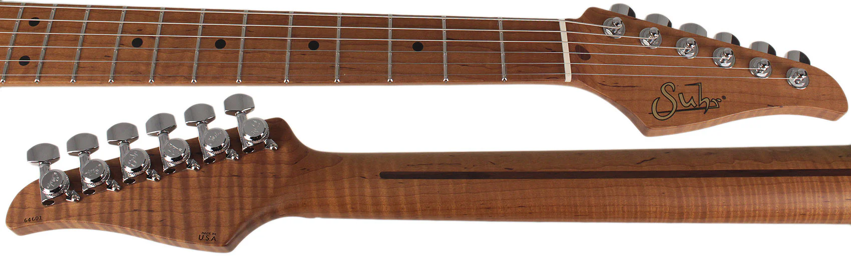 Suhr Select Classic S HSS Guitar, Roasted Flamed Neck, Surf Green, Maple - Image 8