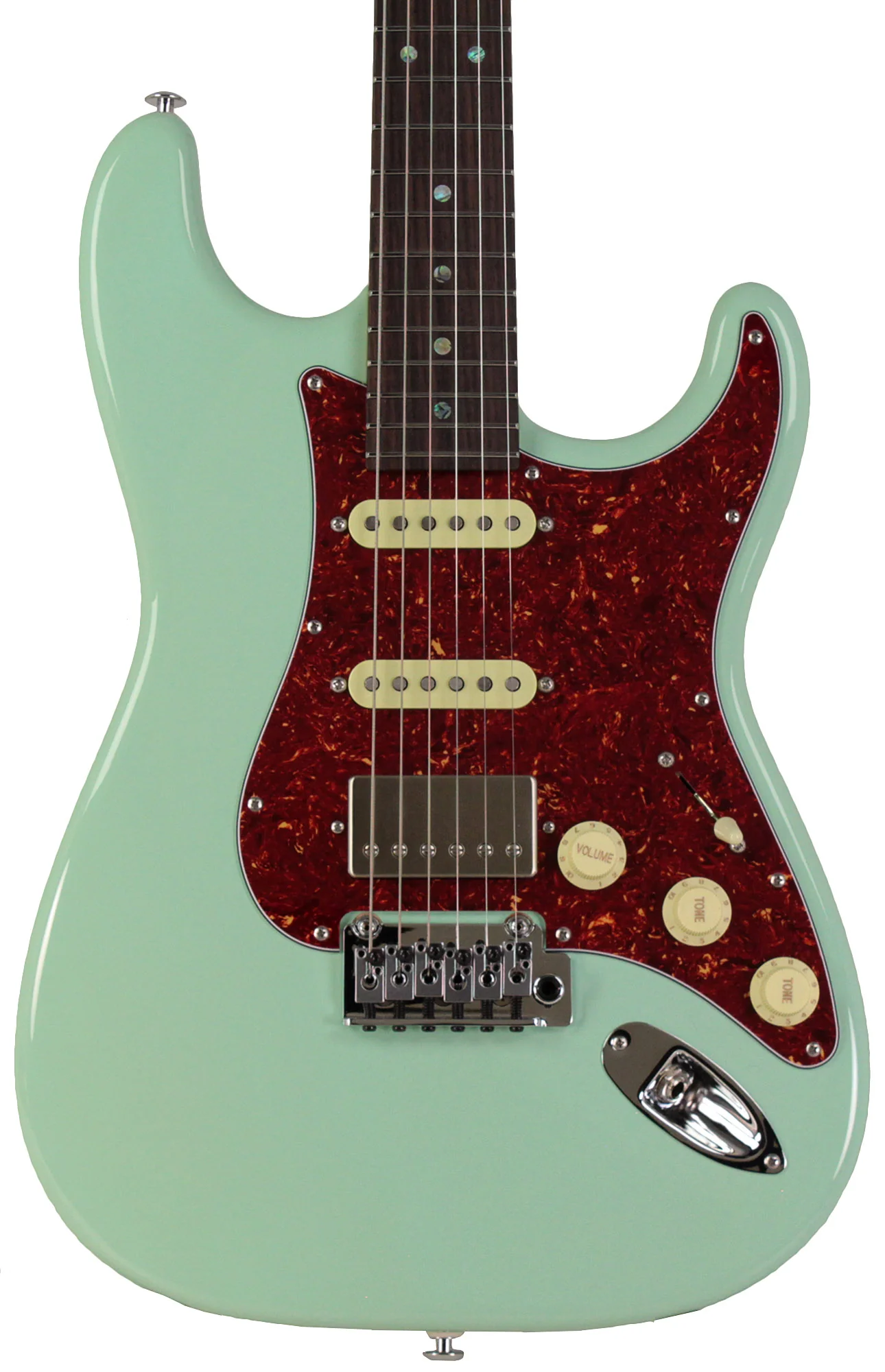 Suhr Select Classic S HSS Guitar, Roasted Neck, Surf Green, Tortoise Shell - Image 6