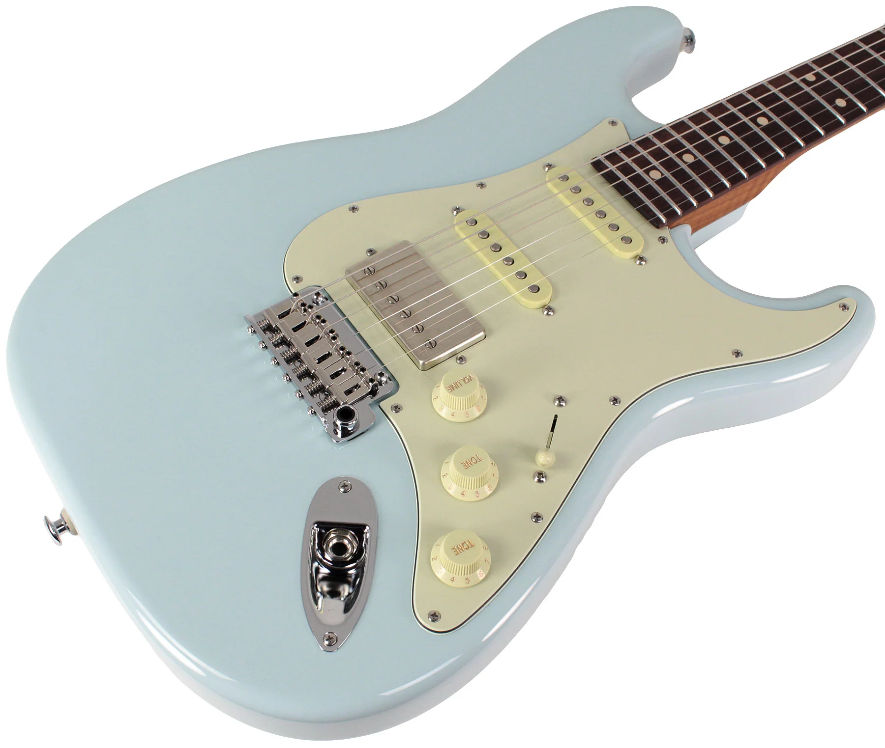 Suhr Select Classic S HSS Roasted Flamed Guitar, Sonic Blue, Rosewood - Image 2