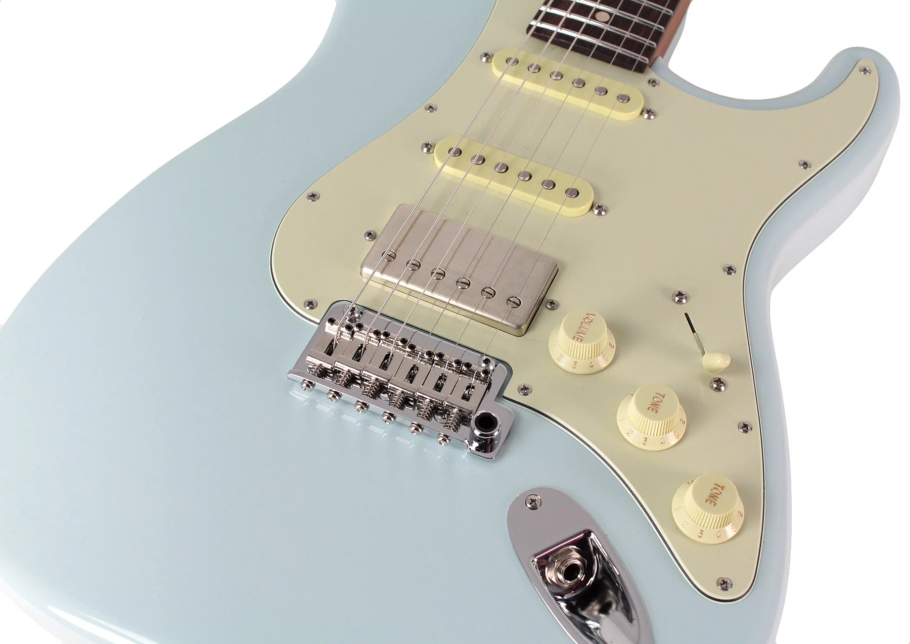 Suhr Select Classic S HSS Roasted Flamed Guitar, Sonic Blue, Rosewood - Image 3