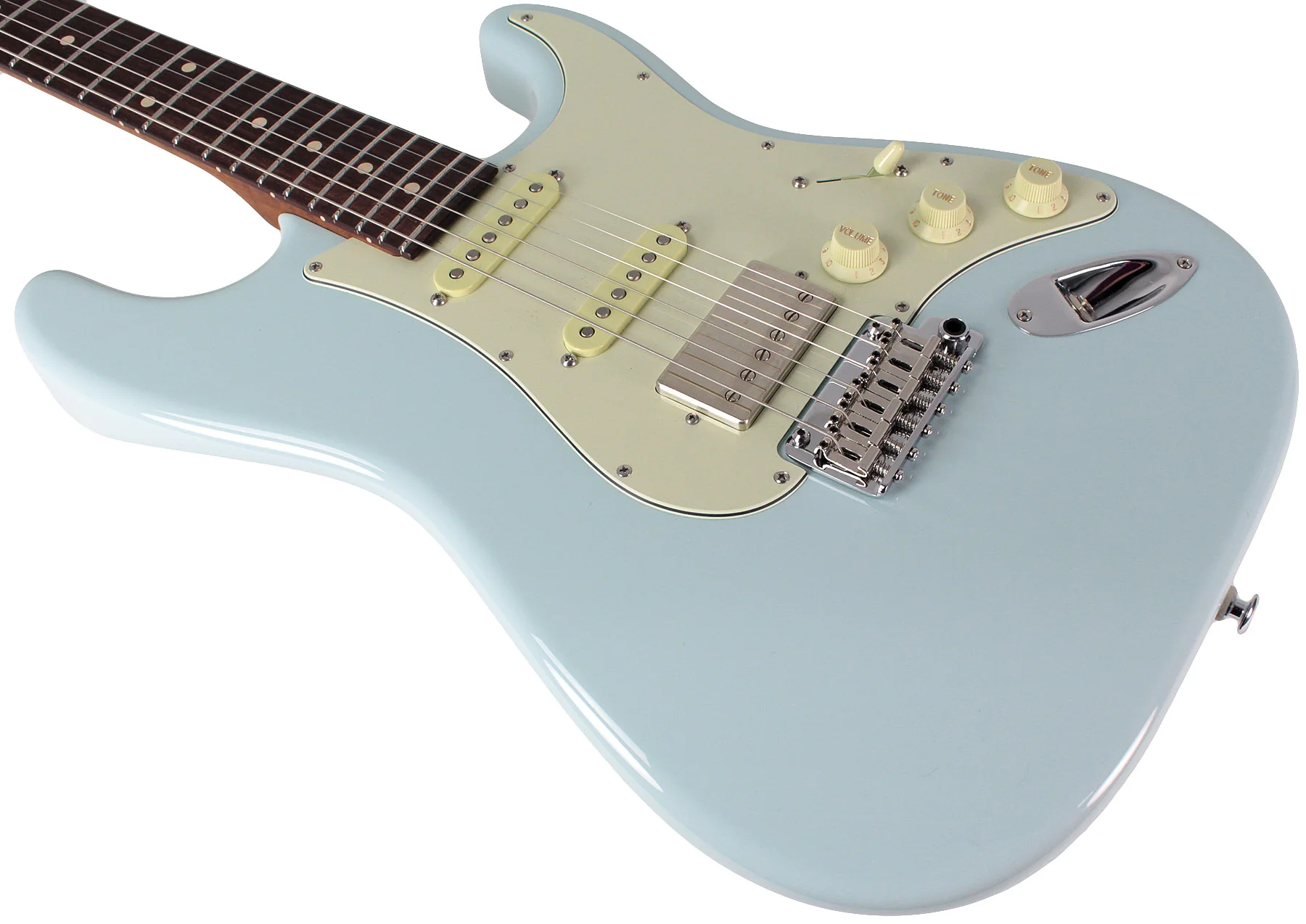 Suhr Select Classic S HSS Roasted Flamed Guitar, Sonic Blue, Rosewood - Image 4