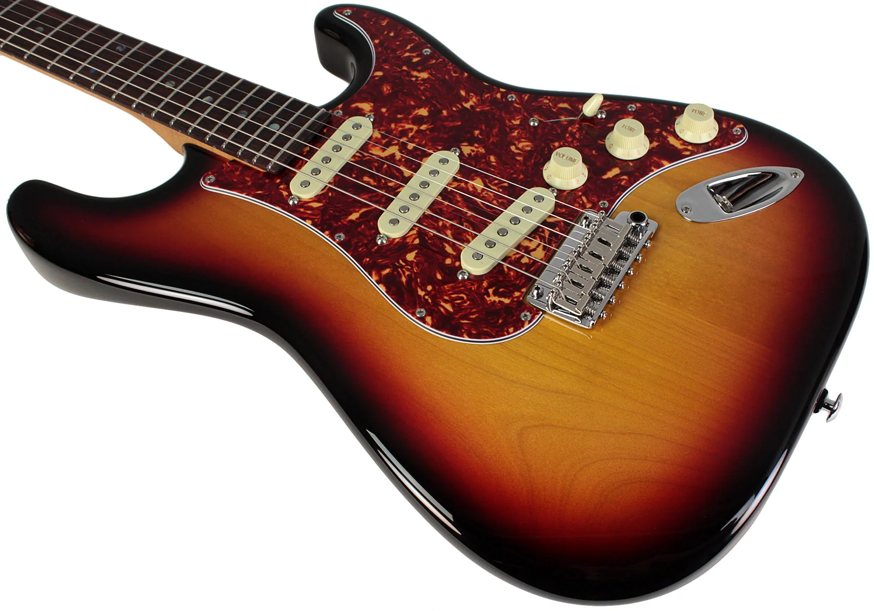 Suhr Select Classic S Guitar, Roasted Flamed Neck, 3-Tone Burst, Rosewood - Image 4