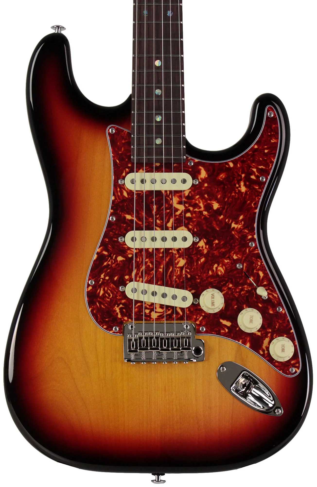 Suhr Select Classic S Guitar, Roasted Flamed Neck, 3-Tone Burst, Rosewood - Image 6