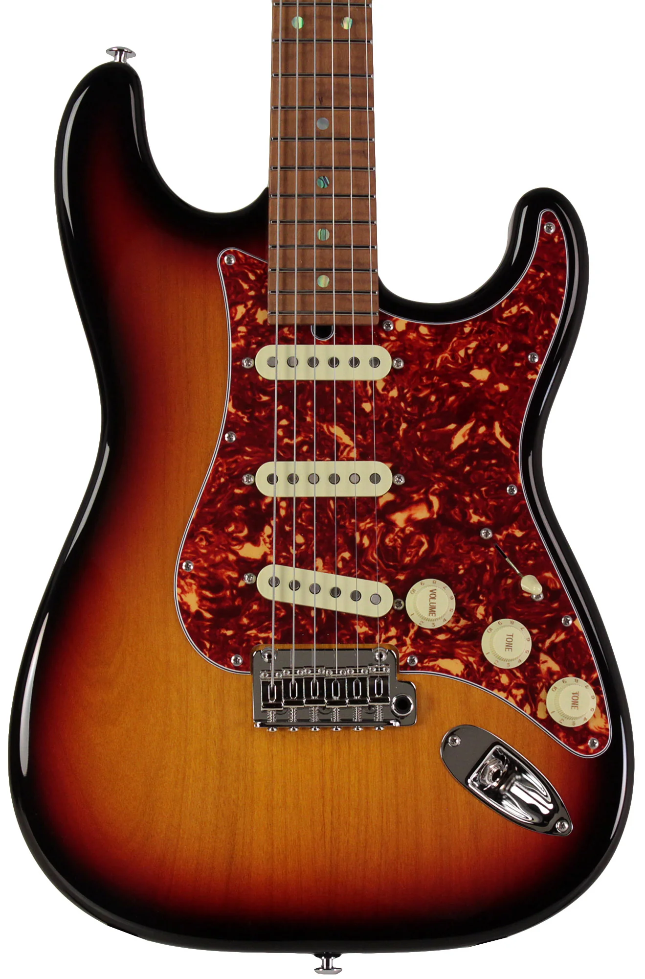 Suhr Select Classic S Guitar, Roasted Flamed Neck, 3-Tone Burst, Maple - Image 6