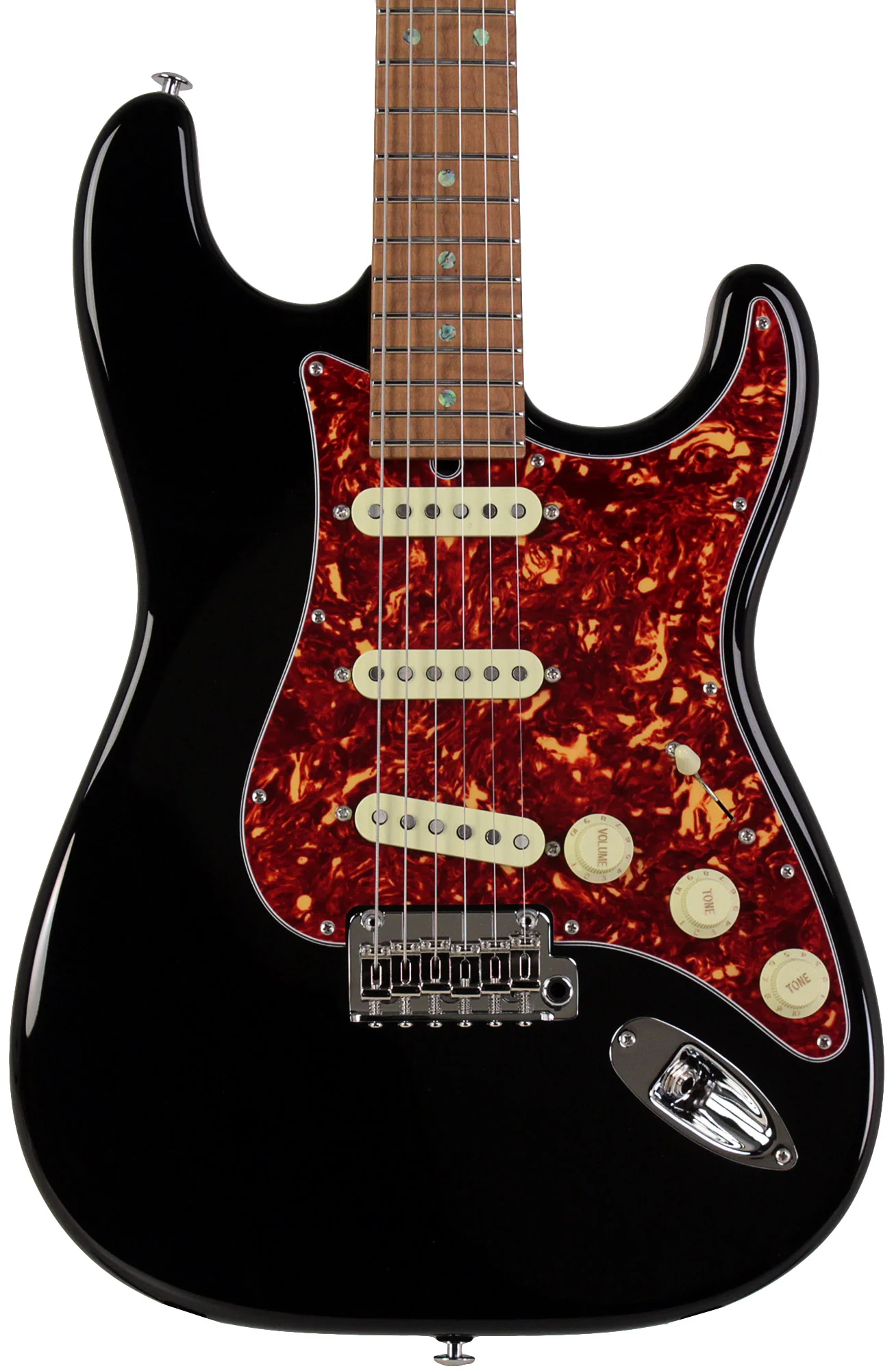 Suhr Select Classic S Guitar, Roasted Flamed Neck, Black, Maple - Image 6