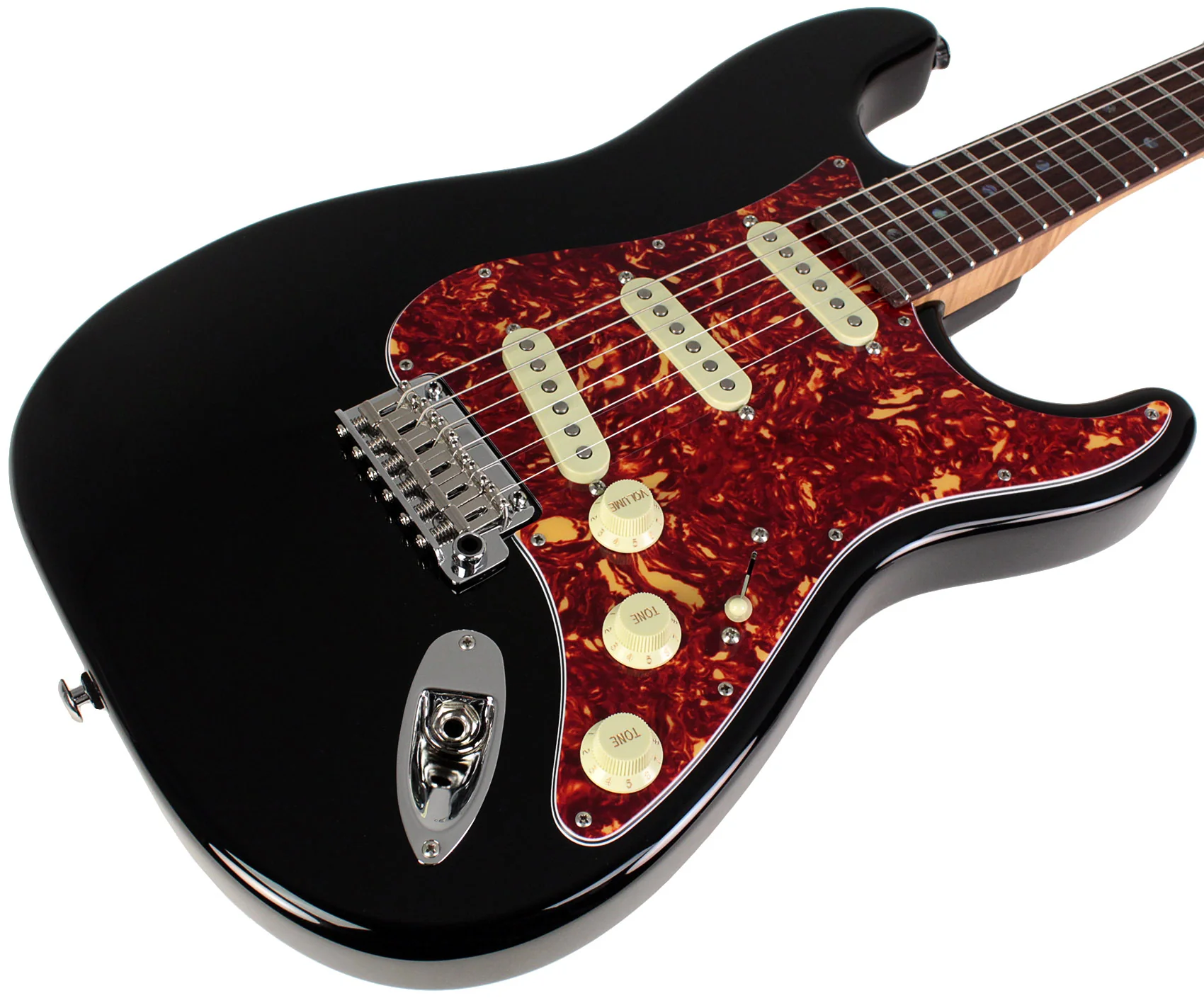 Suhr Select Classic S Guitar, Roasted Flamed Neck, Black, Rosewood - Image 2