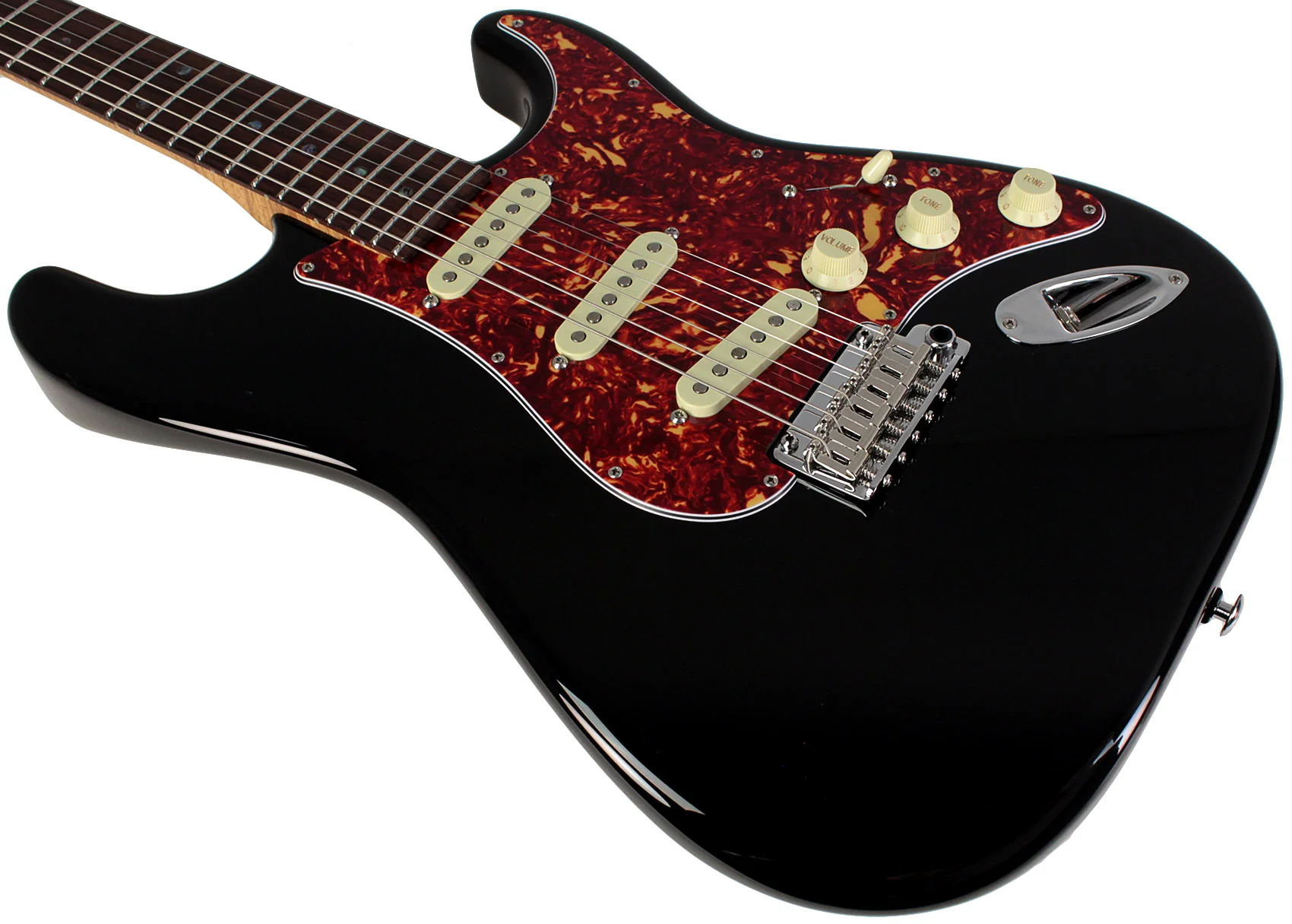 Suhr Select Classic S Guitar, Roasted Flamed Neck, Black, Rosewood - Image 4