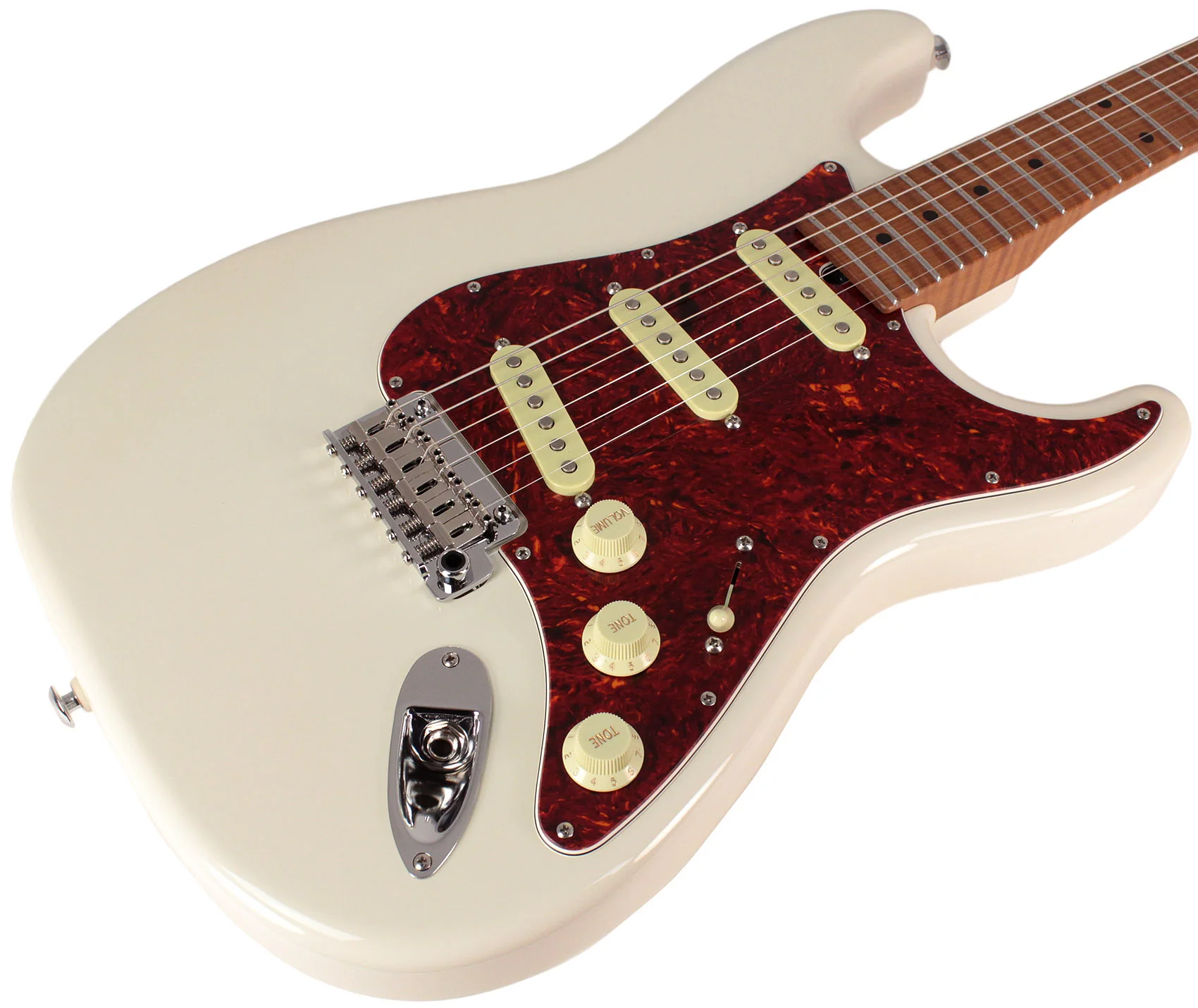 Suhr Select Classic S Guitar, Roasted Flamed Neck, Olympic White, Maple - Image 2
