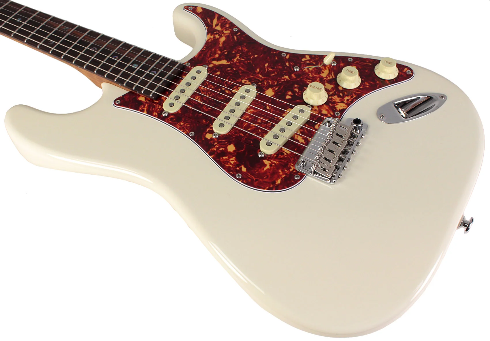 Suhr Select Classic S Guitar, Roasted Flamed Neck, Olympic White, Rosewood - Image 4